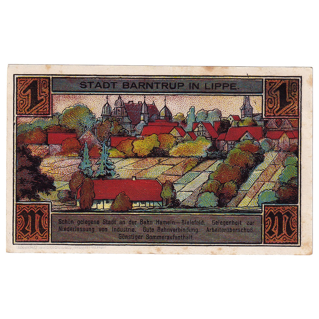 Geldschein, Deutschland, Barntrup, 1 Mark, champs 1921-11-20, UNZ- Mehl:66.1F