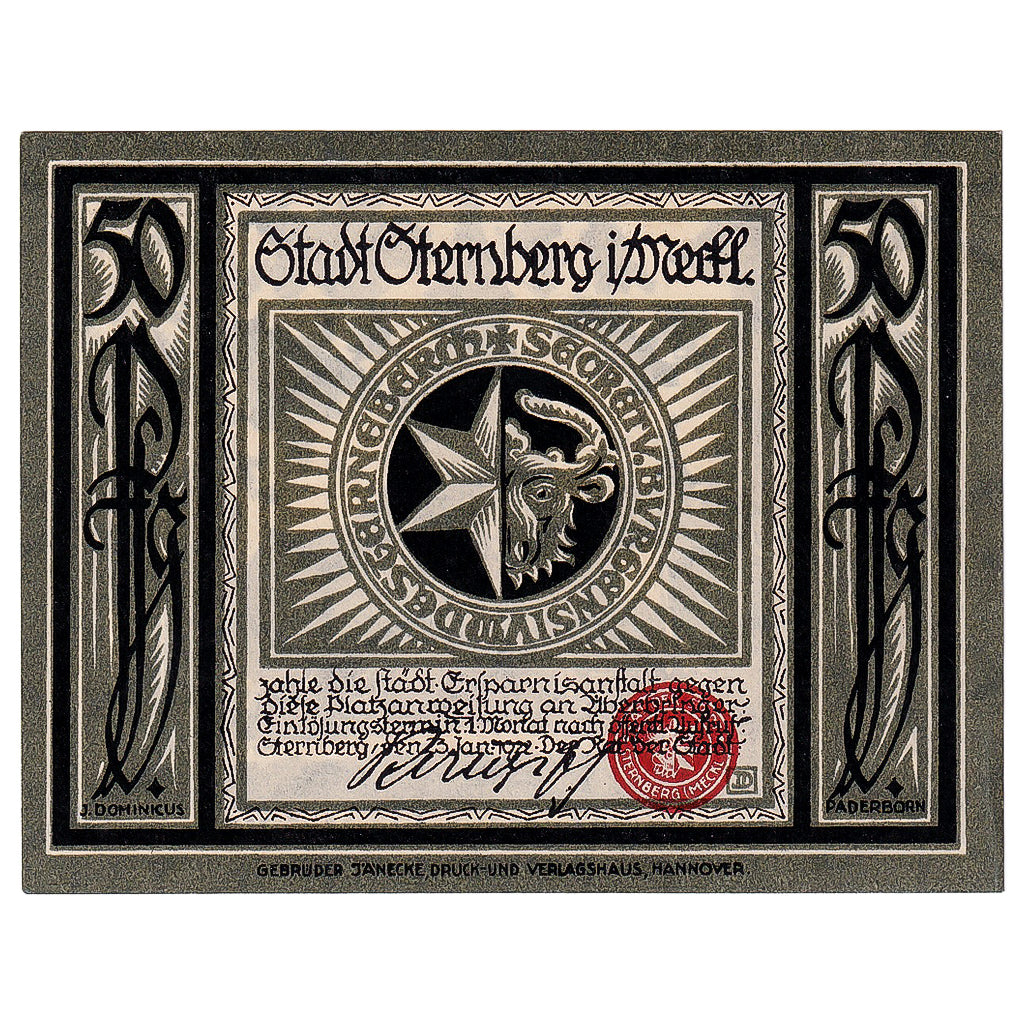 Banknot, Niemcy, Sternberg, 50 Pfennig, Eglise 1922-01-23, UNC(63) Mehl:1268.2