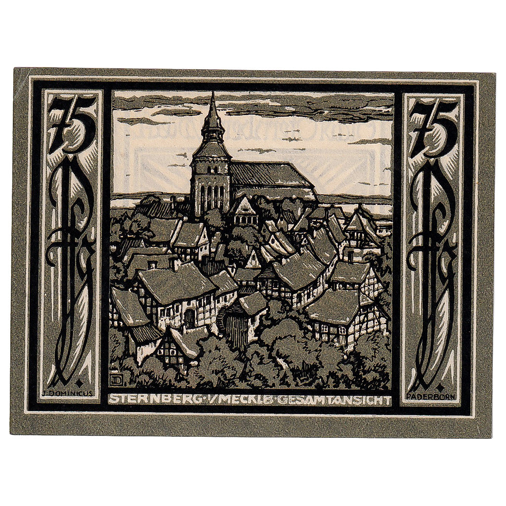 Geldschein, Deutschland, Sternberg, 75 Pfennig, village, 1922 UNZ- Mehl:1268.2