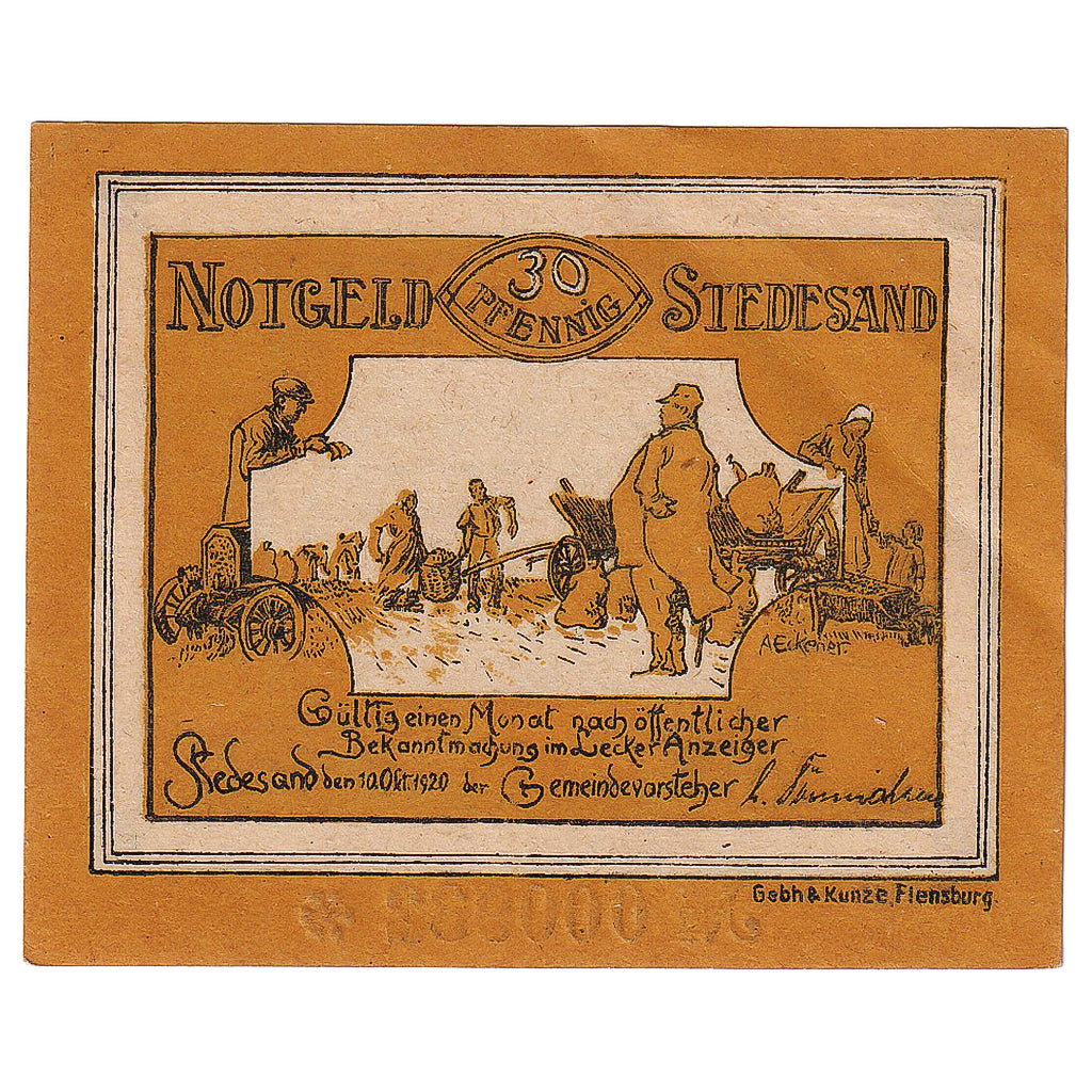 Banknot, Niemcy, Stedesand, 30 Pfennig, Texte 1920-10-10, UNC(63) Mehl:1259.1b