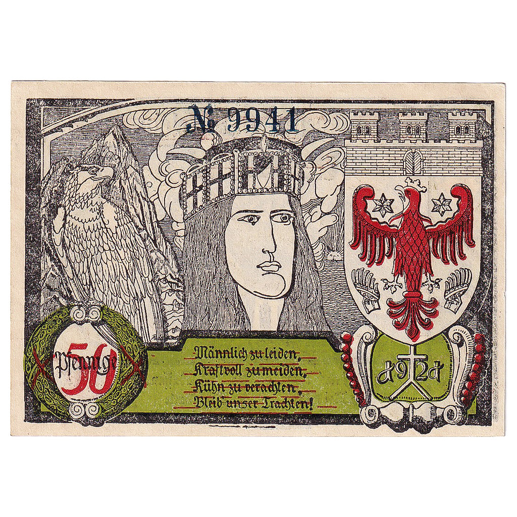 Geldschein, Deutschland, Soldin, 50 Pfennig, aigle, 1921, UNZ-, Mehl:1235.2