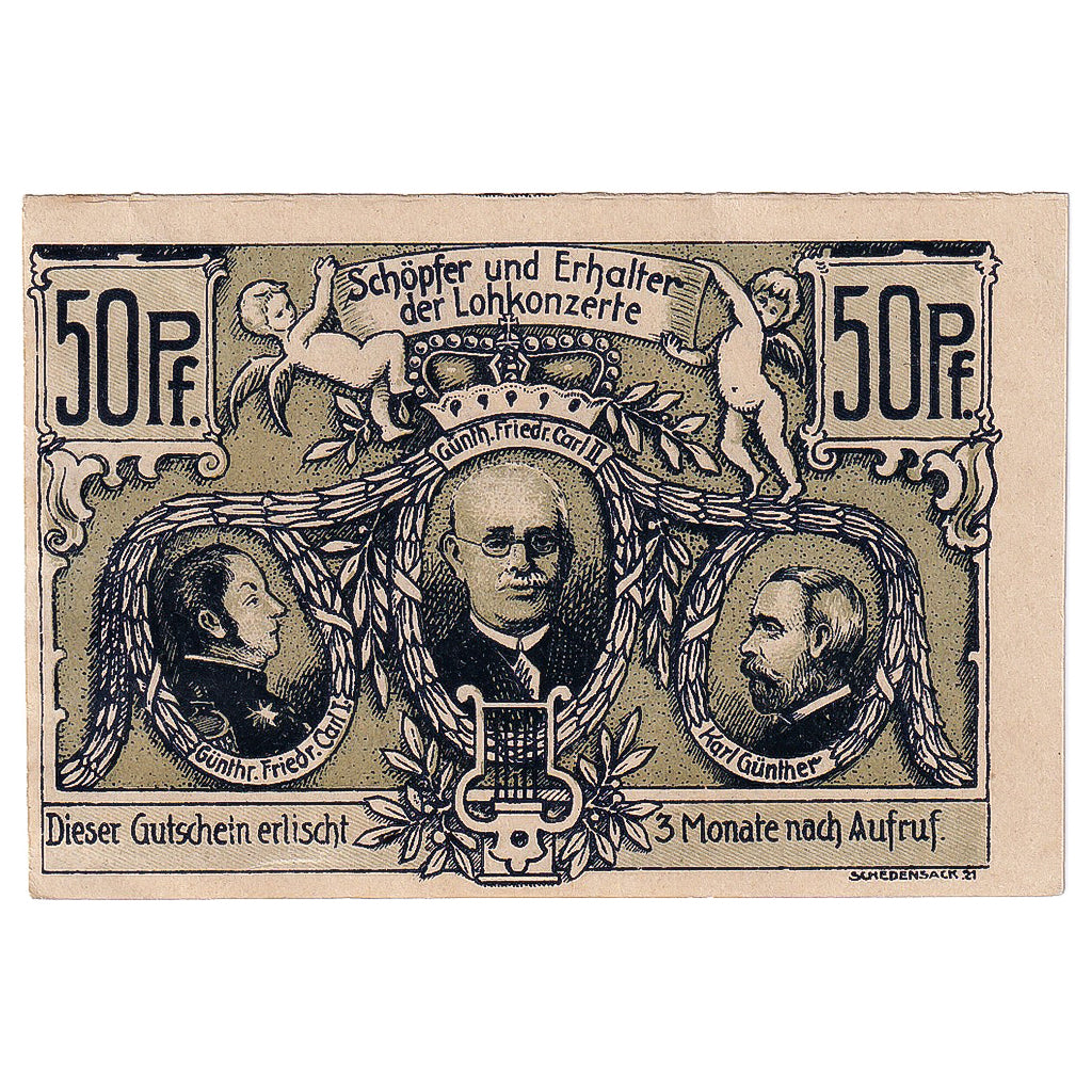 Banknot, Niemcy, Sondershausen, 50 Pfennig, musicien, 1921, UNC(63) Mehl:1241.4a