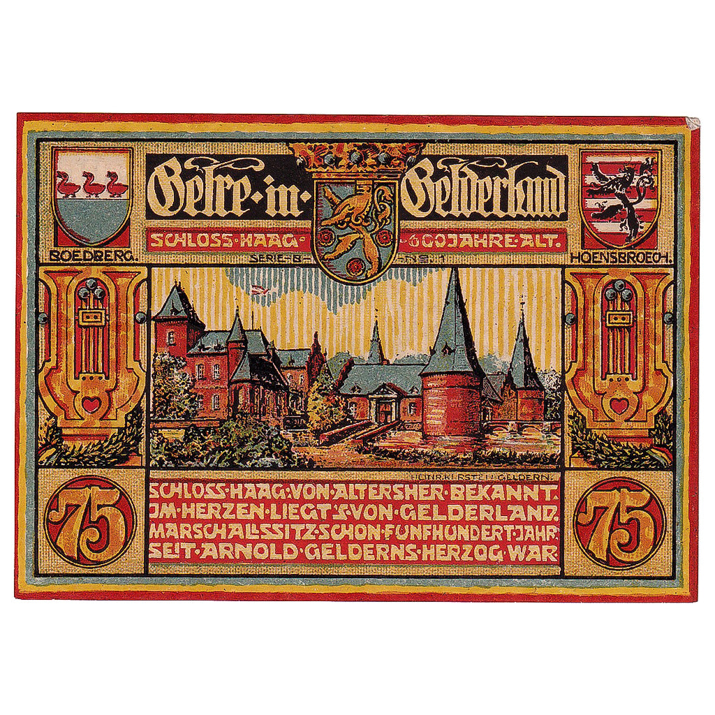 Geldschein, Deutschland, Geldern, 75 Pfennig, château 1922-08-21 UNZ- Mehl:415.2