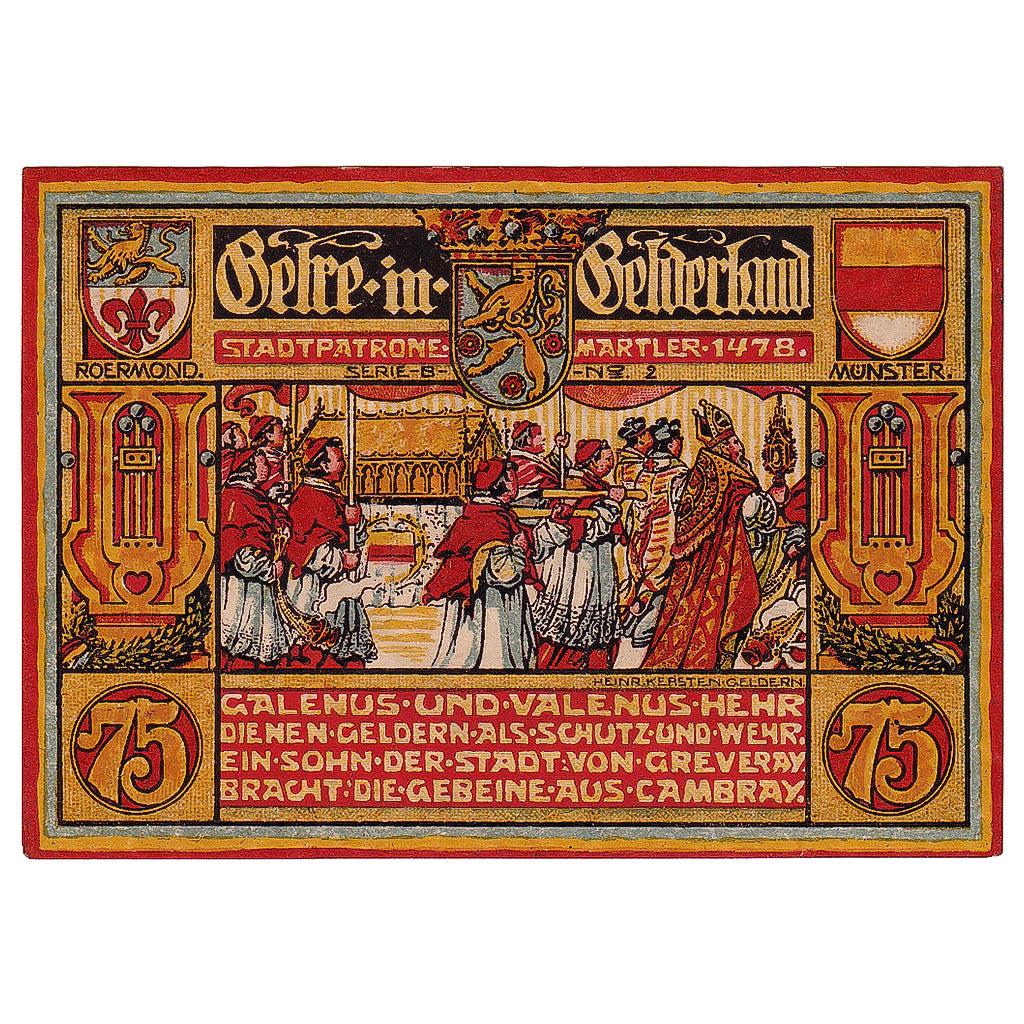 Banknote, Germany, Geldern, 75 Pfennig, personnage, 1922 UNC(63) Mehl:415.2