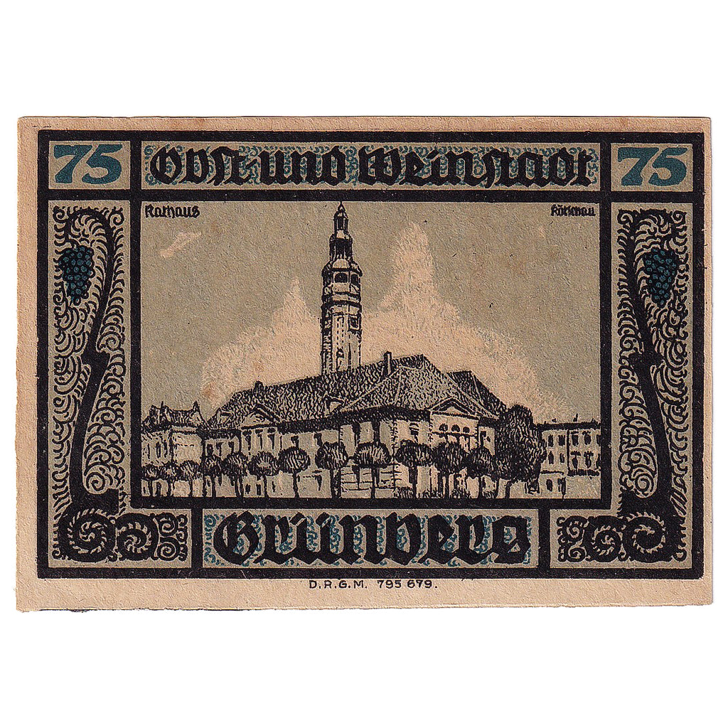 Geldschein, Deutschland, Grünberg, 75 Pfennig, mairie, 1922, UNZ-, Mehl:490.1a