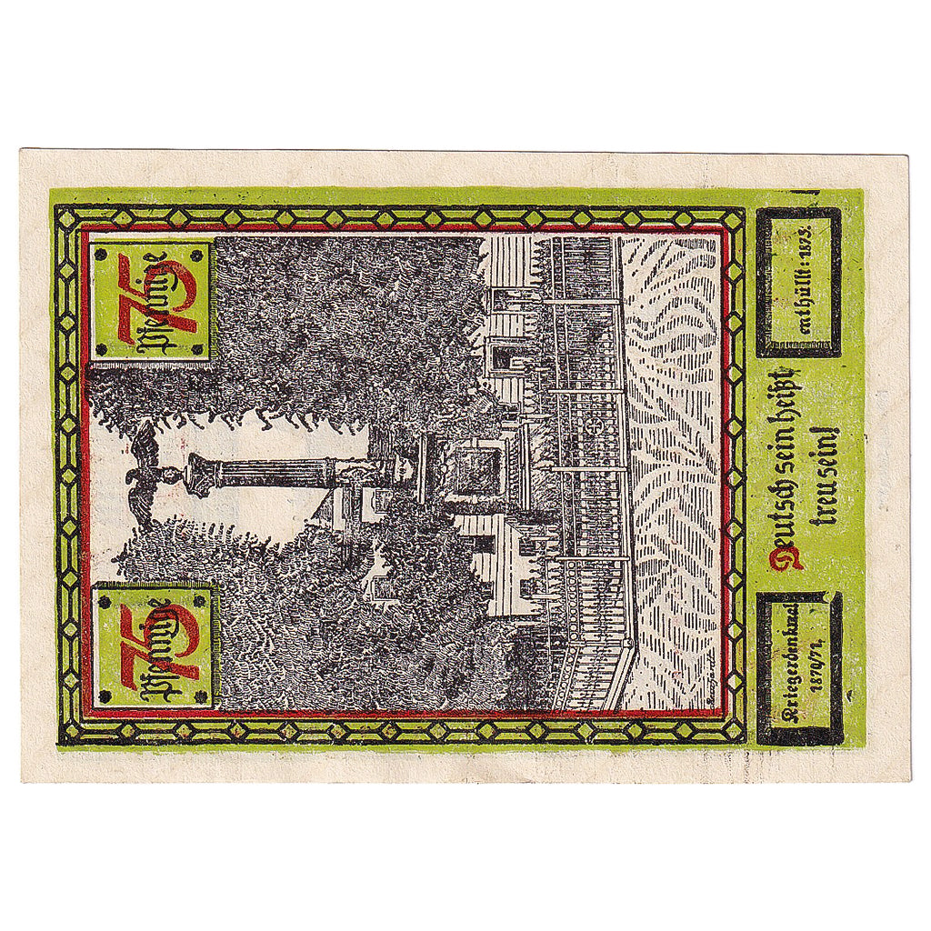 Geldschein, Deutschland, Soldin, 75 Pfennig, rue, 1921, VZ, Mehl:1235.2a