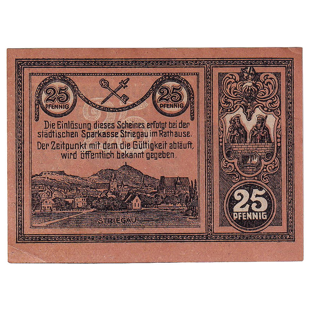 Banconote, Germania, Striegau, 25 Pfennig, village 1920-06-19, SPL Mehl:S124.2c