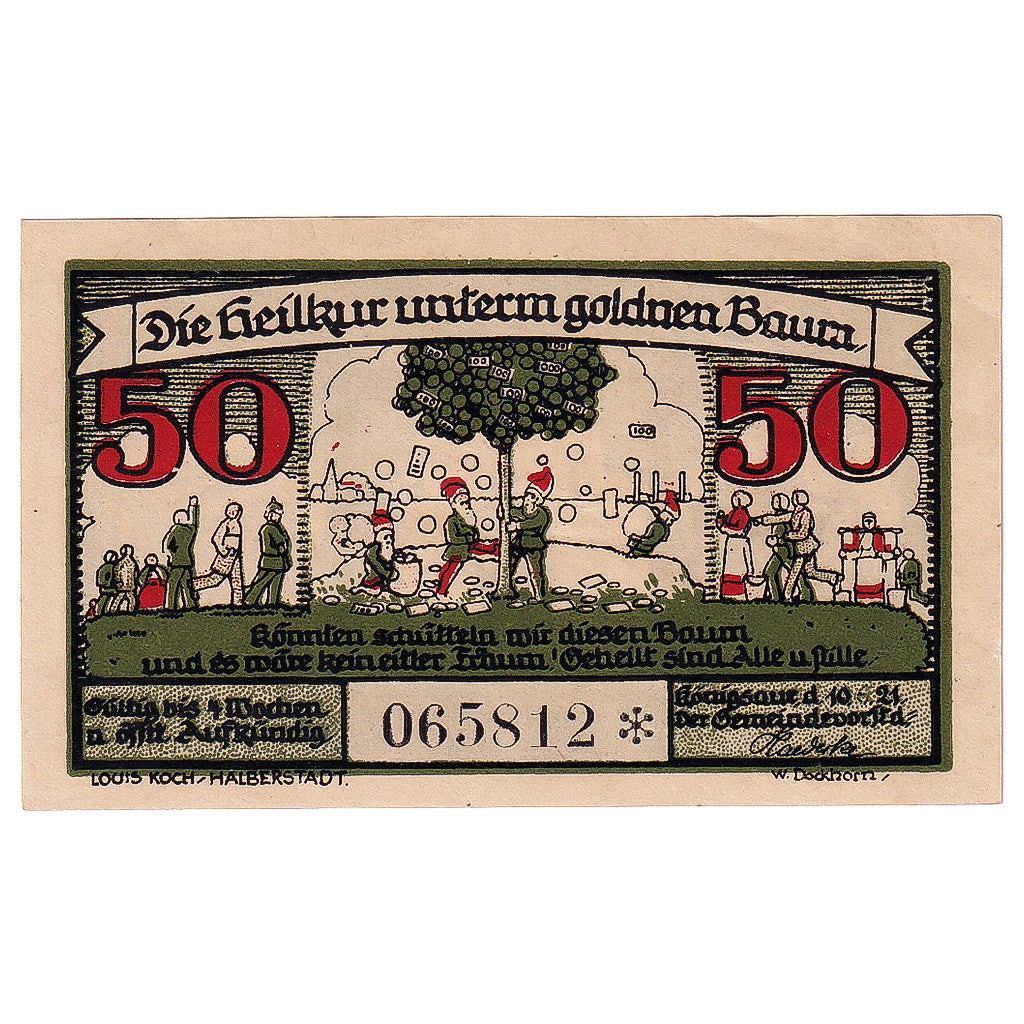 Geldschein, Deutschland, Königsaue, 50 Pfennig, personnage 1921 UNZ- Mehl:721.1a