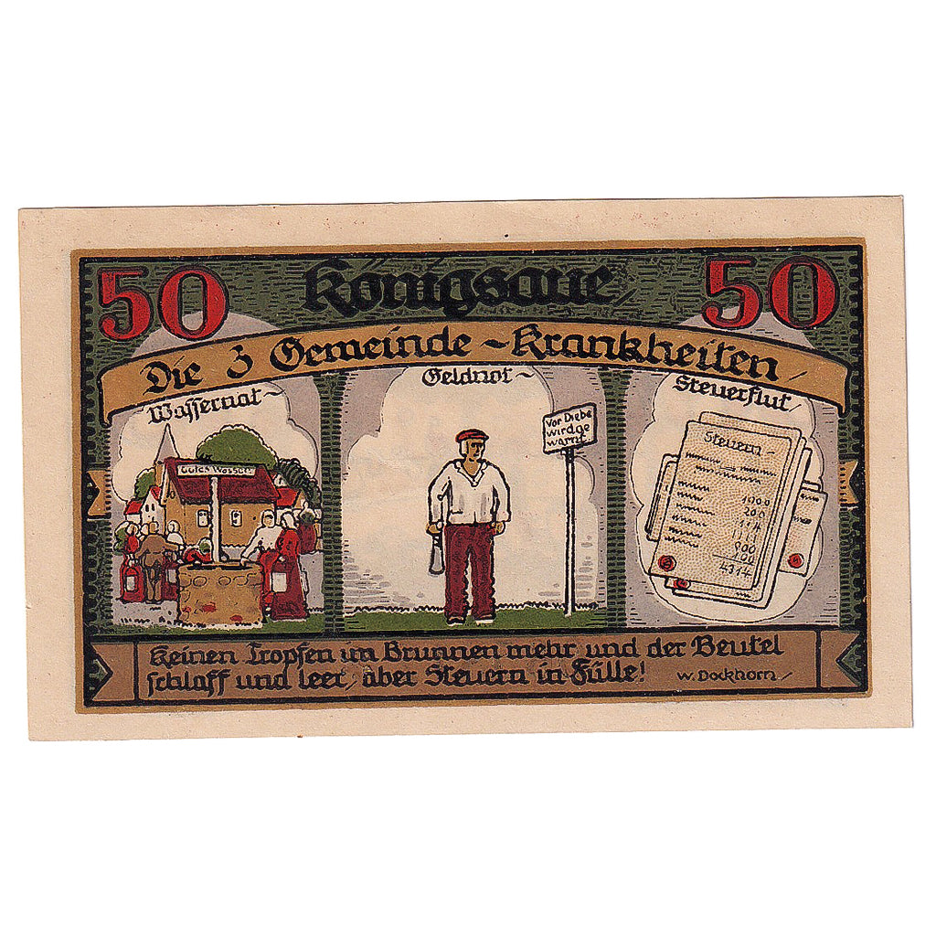 Geldschein, Deutschland, Königsaue, 50 Pfennig, personnage 1921 UNZ- Mehl:721.1a