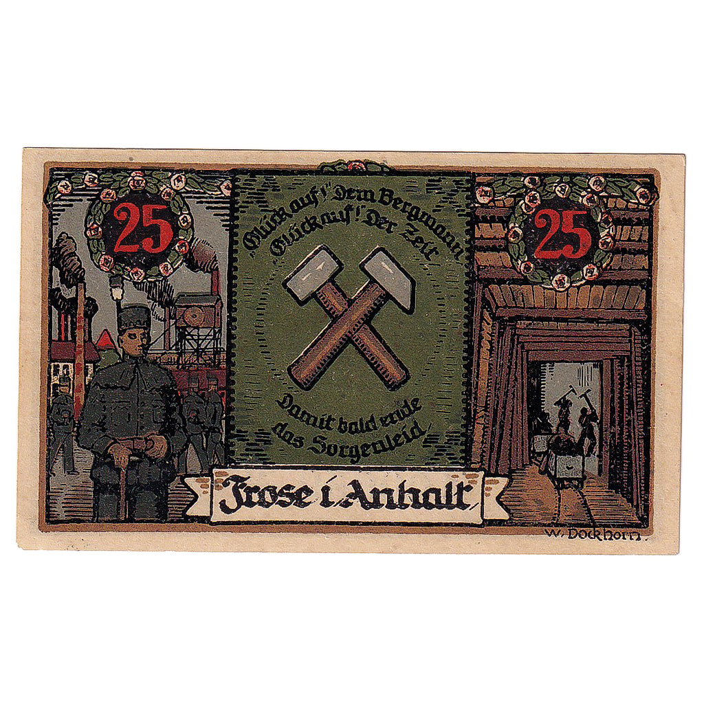 Billete, Alemania, Frose, 25 Pfennig, Mine, 1921, 1921-06-27, SC, Mehl:398.3a