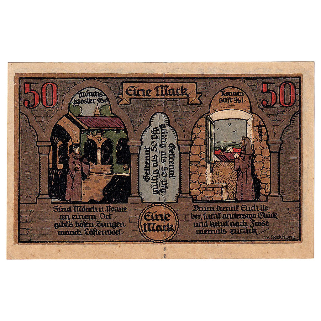 Billete, Alemania, Frose, 1 Mark, monastère, 1921, 1921-06-27, SC, Mehl:398.3a