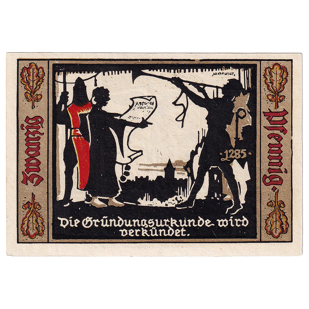 Banknot, Niemcy, Fürstenwalde, 20 Pfennig, chevalier, 1921, UNC(63) Mehl:403.1a