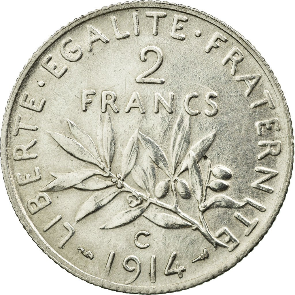 Münze, Frankreich, Semeuse, 2 Francs, 1914, Castelsarrasin, VZ, Silber