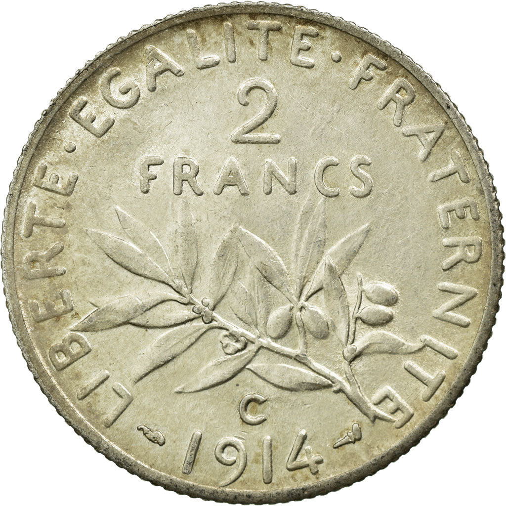 Moneda, Francia, Semeuse, 2 Francs, 1914, Castelsarrasin, EBC, Plata, KM:845.2
