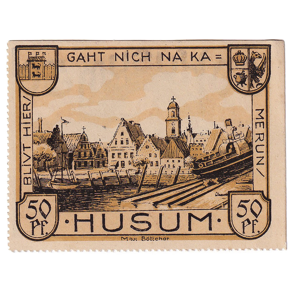 Geldschein, Deutschland, Husum, 50 Pfennig, portrait, 1922, UNZ- Mehl:640.1a