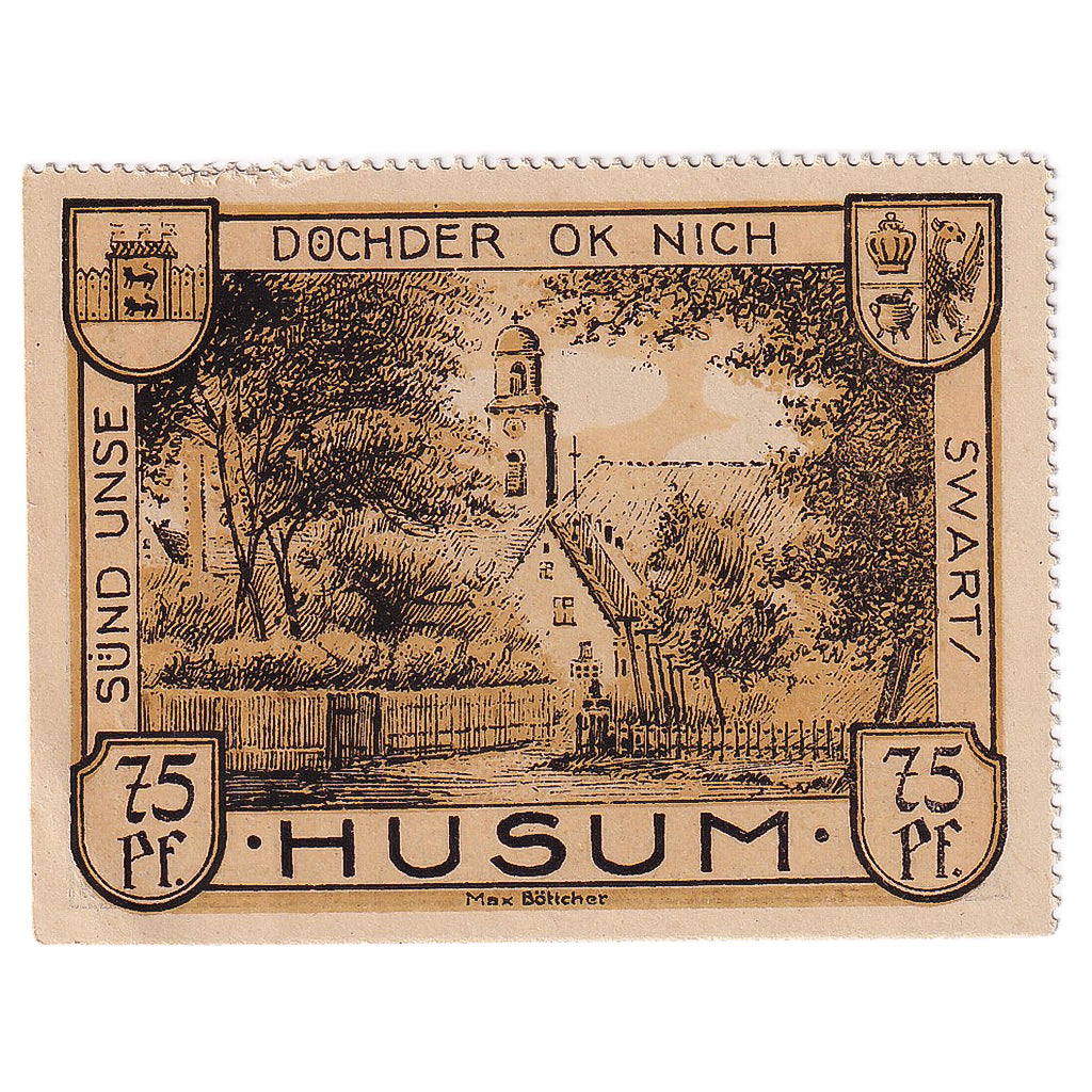 Geldschein, Deutschland, Husum, 75 Pfennig, village 1922-03-31, UNZ- Mehl:640.1a