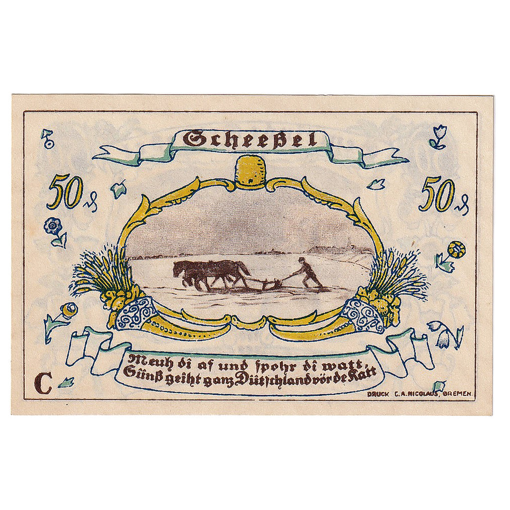 Banknot, Niemcy, Scheebel, 50 Pfennig, personnage 1921 UNC(63) Mehl:1174.1a