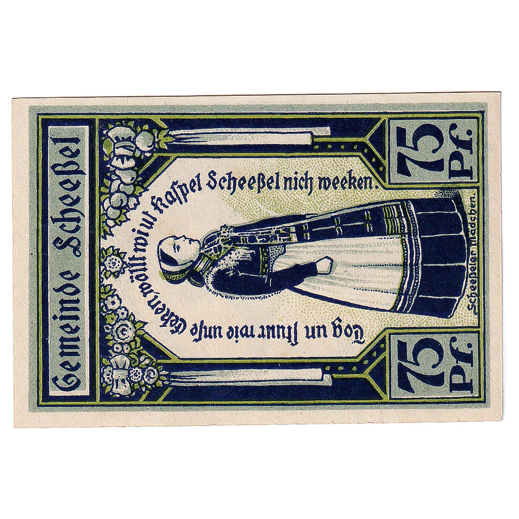 Banknot, Niemcy, Scheebel, 75 Pfennig, personnage, 1922 UNC(63) Mehl:1174.2
