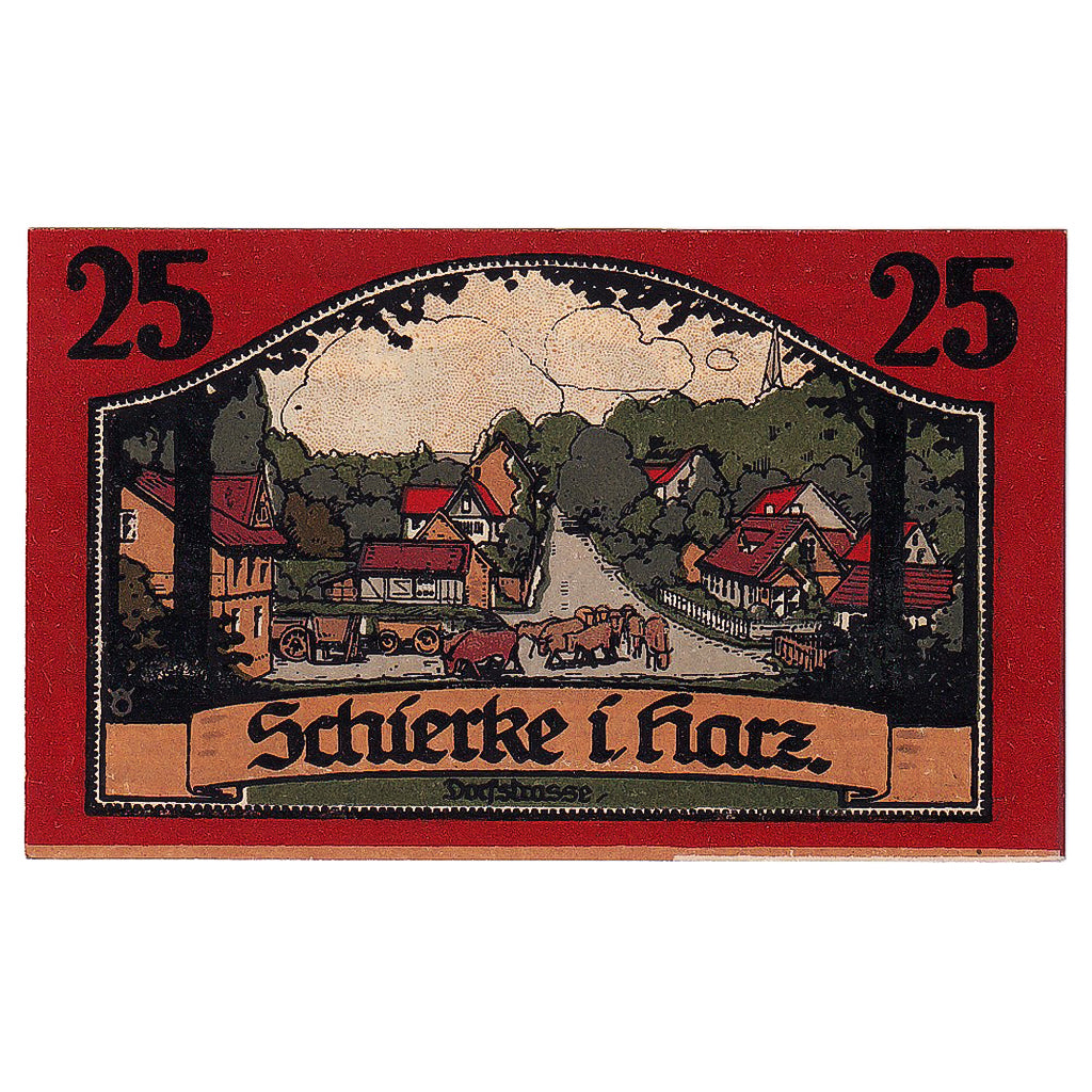 Billete, Alemania, Schierke, 25 Pfennig, Forêt, 1921, SC Mehl:1179.1a
