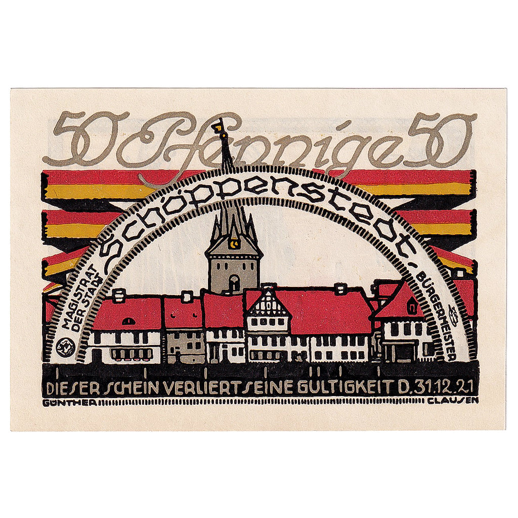 Geldschein, Deutschland, Schoppenstedt 50 Pfennig potence 1921 UNZ- Mehl:1199.1a