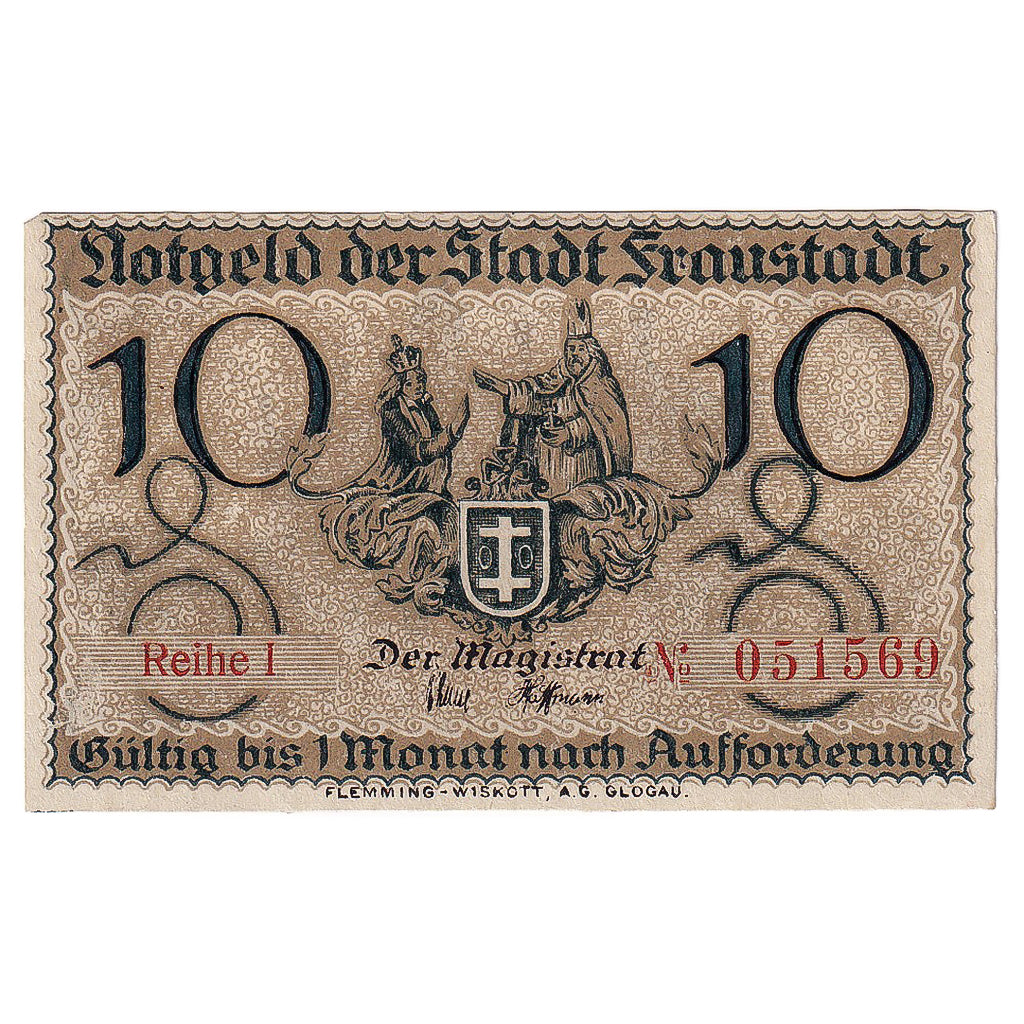Geldschein, Deutschland, Fraustadt, 10 Pfennig, Blason, UNZ-, Mehl:F18.9