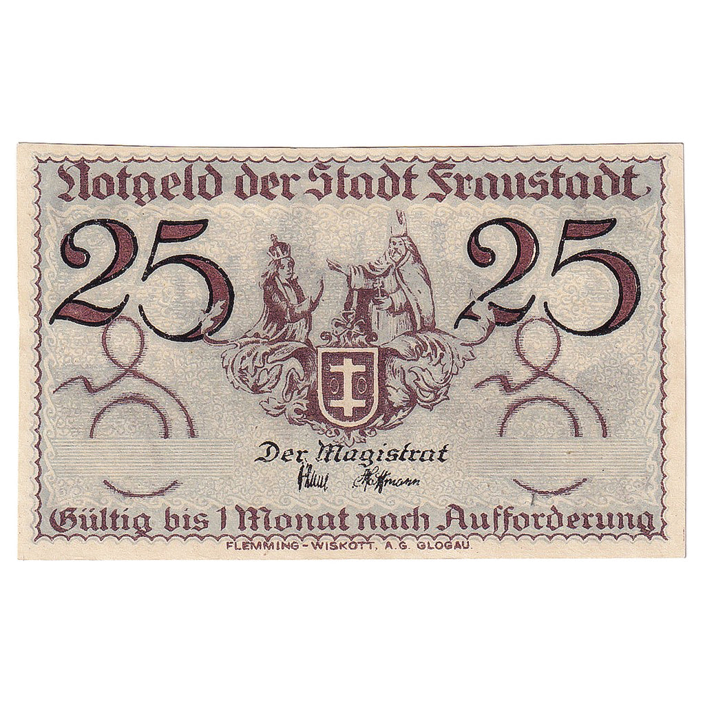 Billete, Alemania, Fraustadt, 25 Pfennig, château, SC, Mehl:F18.10a