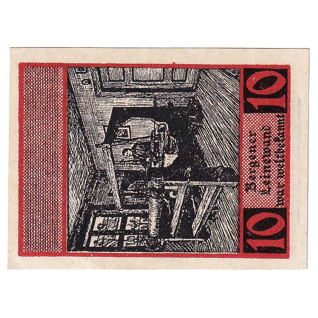 Geldschein, Deutschland, Bergen, 10Pfennig métier à tisser, 1922 UNZ- Mehl:78.1a
