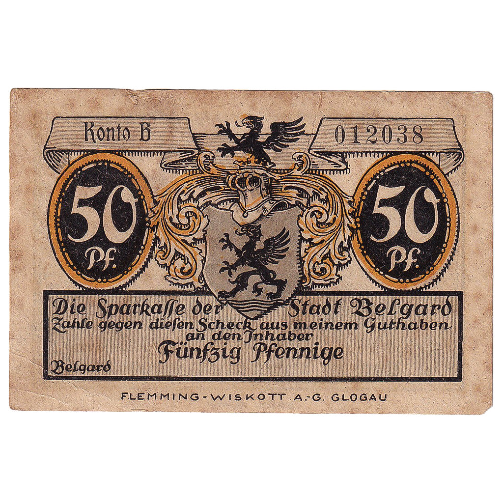 Geldschein, Deutschland, Belgard, 50 Pfennig, village, SS, Mehl:69.1a
