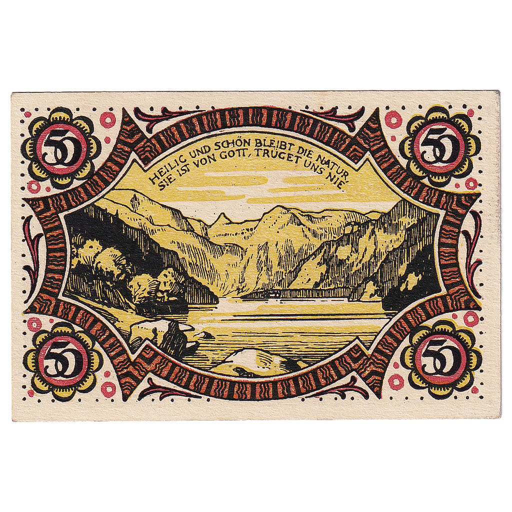 Nota, Alemanha, Berchtesgaden, 50 Pfennig, montagne 1920-08-13 UNC(63) Mehl:76.2