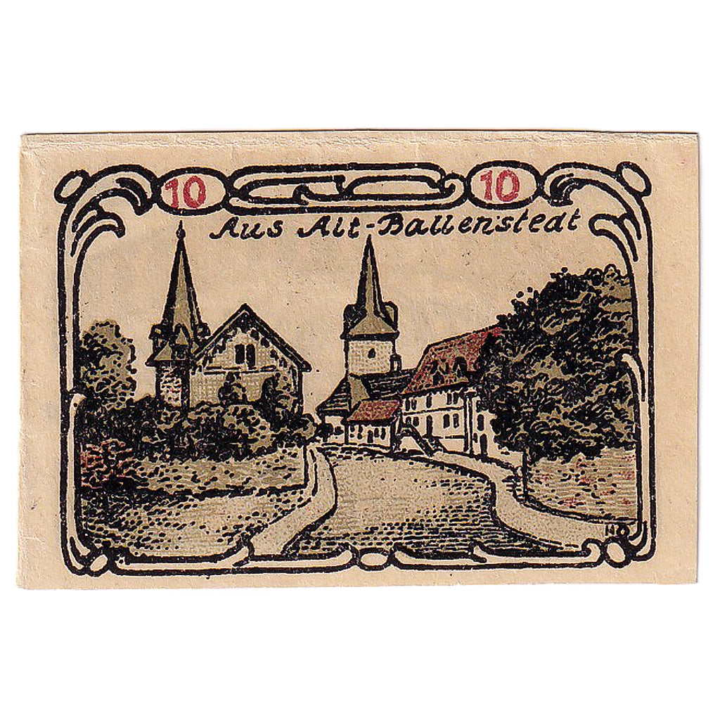 Geldschein, Deutschland, Ballenstedt, 10 Pfennig, village, 1920 UNZ- Mehl:61.2