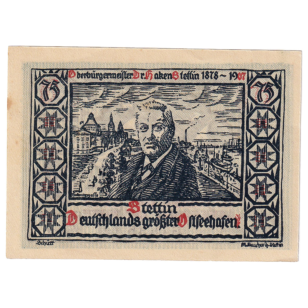 Banconote, Germania, Stettin, 75 Pfennig, personnage, 1922 SPL Mehl:1270.4a