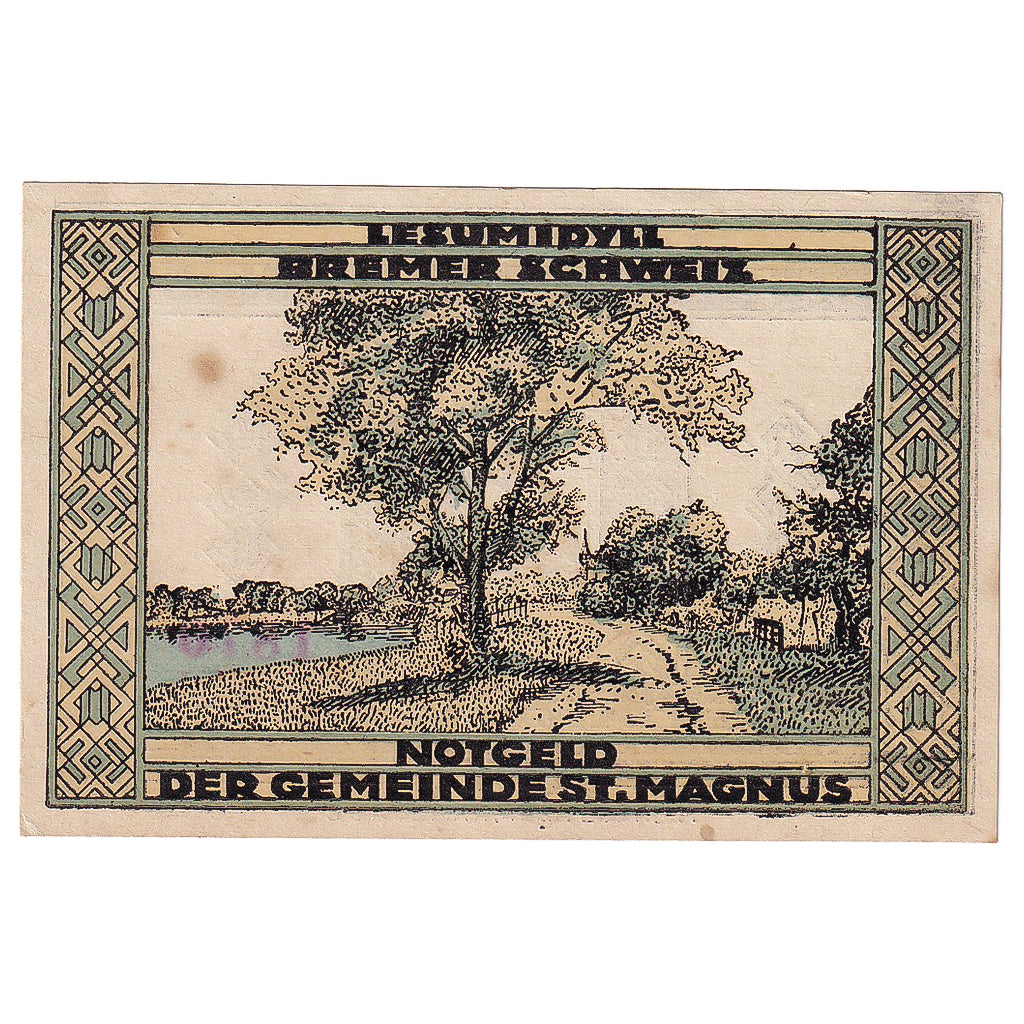 Geldschein, Deutschland, St Magnus, 75 Pfennig, paysage, 1921 UNZ- Mehl:1166.1