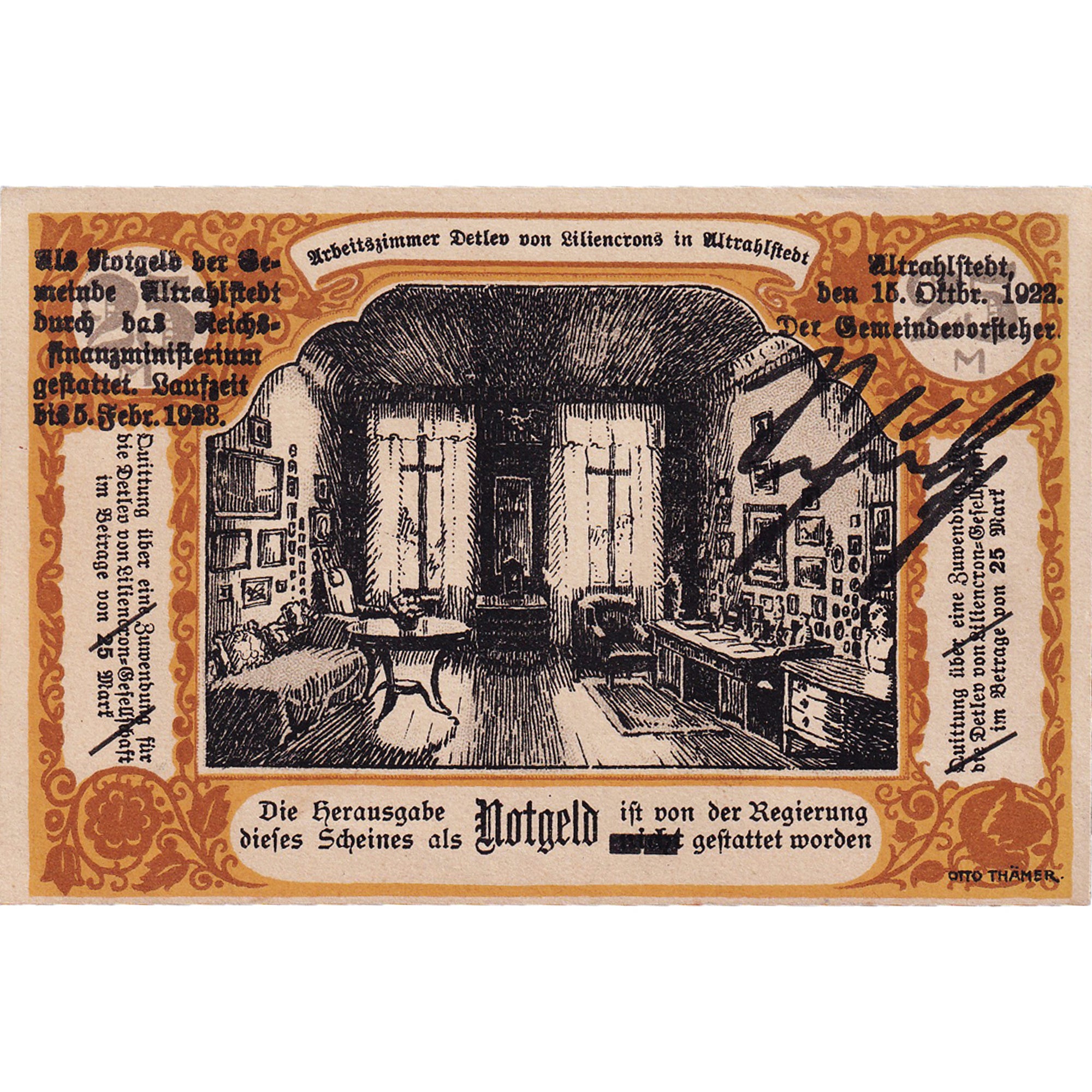 Banknote, Germany, Altrahlstedt, 25 MARK, famille, 1922, UNC(63) Mehl:31.1