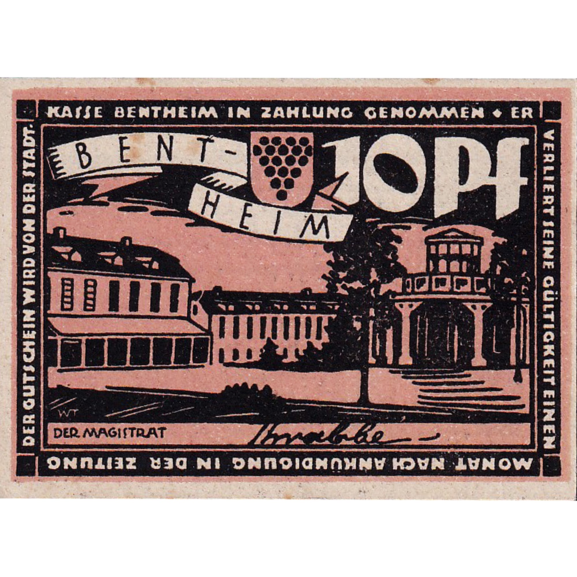 Geldschein, Deutschland, Bentheim, 10 Pfennig, Texte, 1921, UNZ-, Mehl:75.1