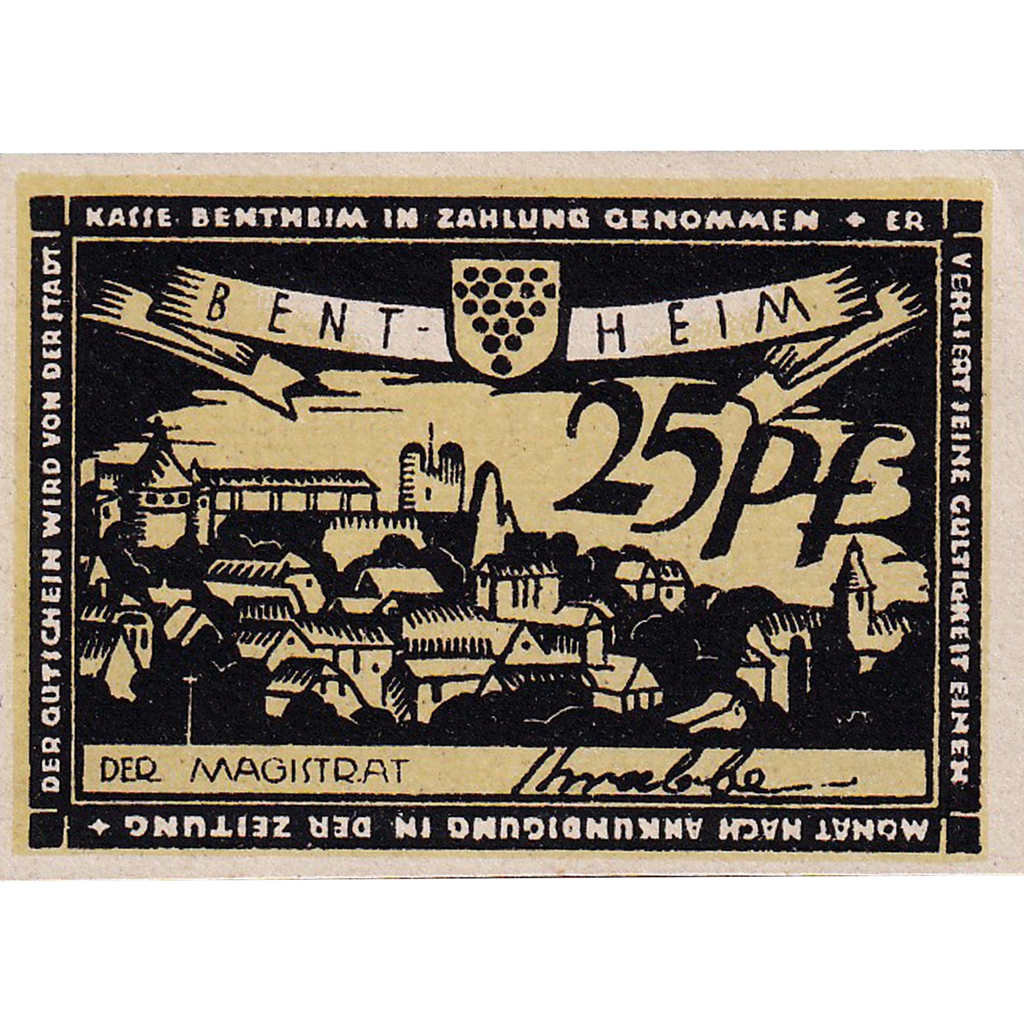 Geldschein, Deutschland, Bentheim, 25 Pfennig, village, 1921, UNZ-, Mehl:75.1