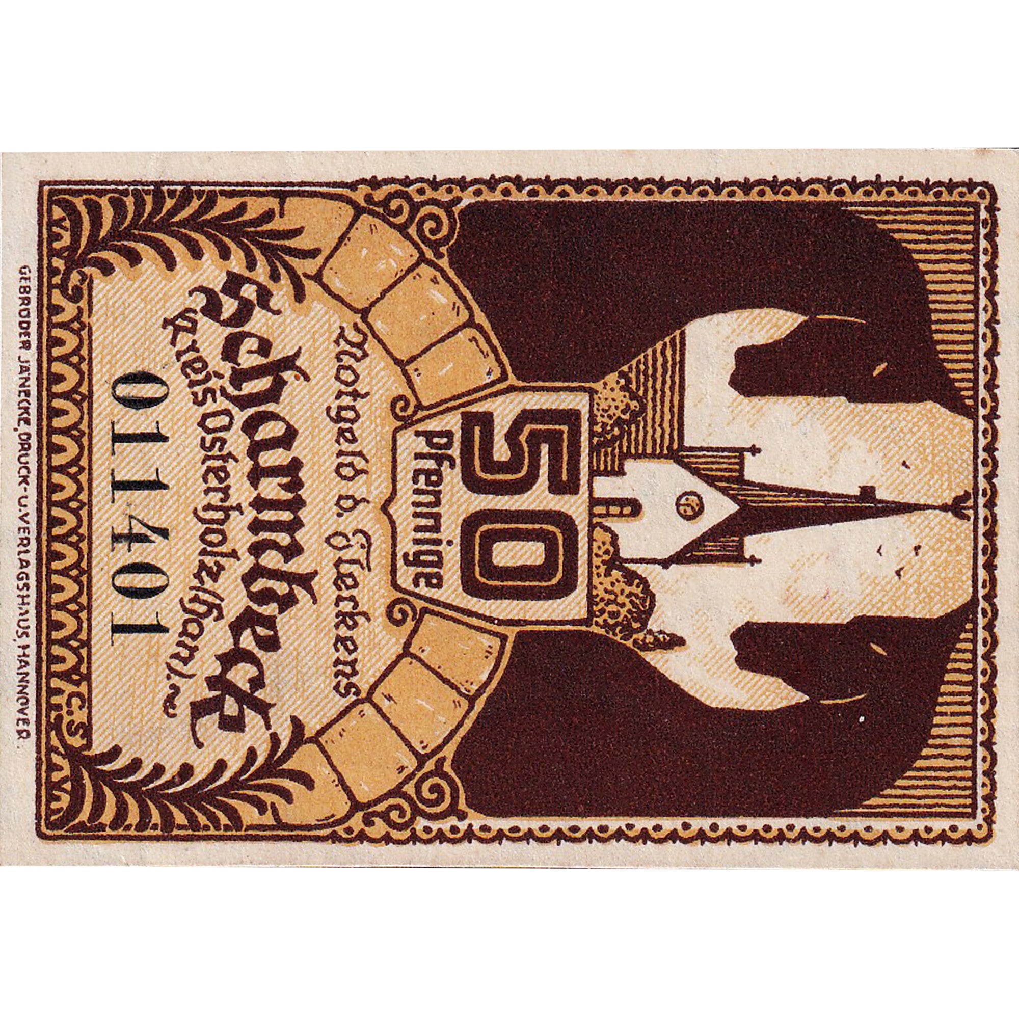 Banconote, Germania, Scharmbeck, 50 Pfennig, Blason, 1920, SPL Mehl:1173.1a