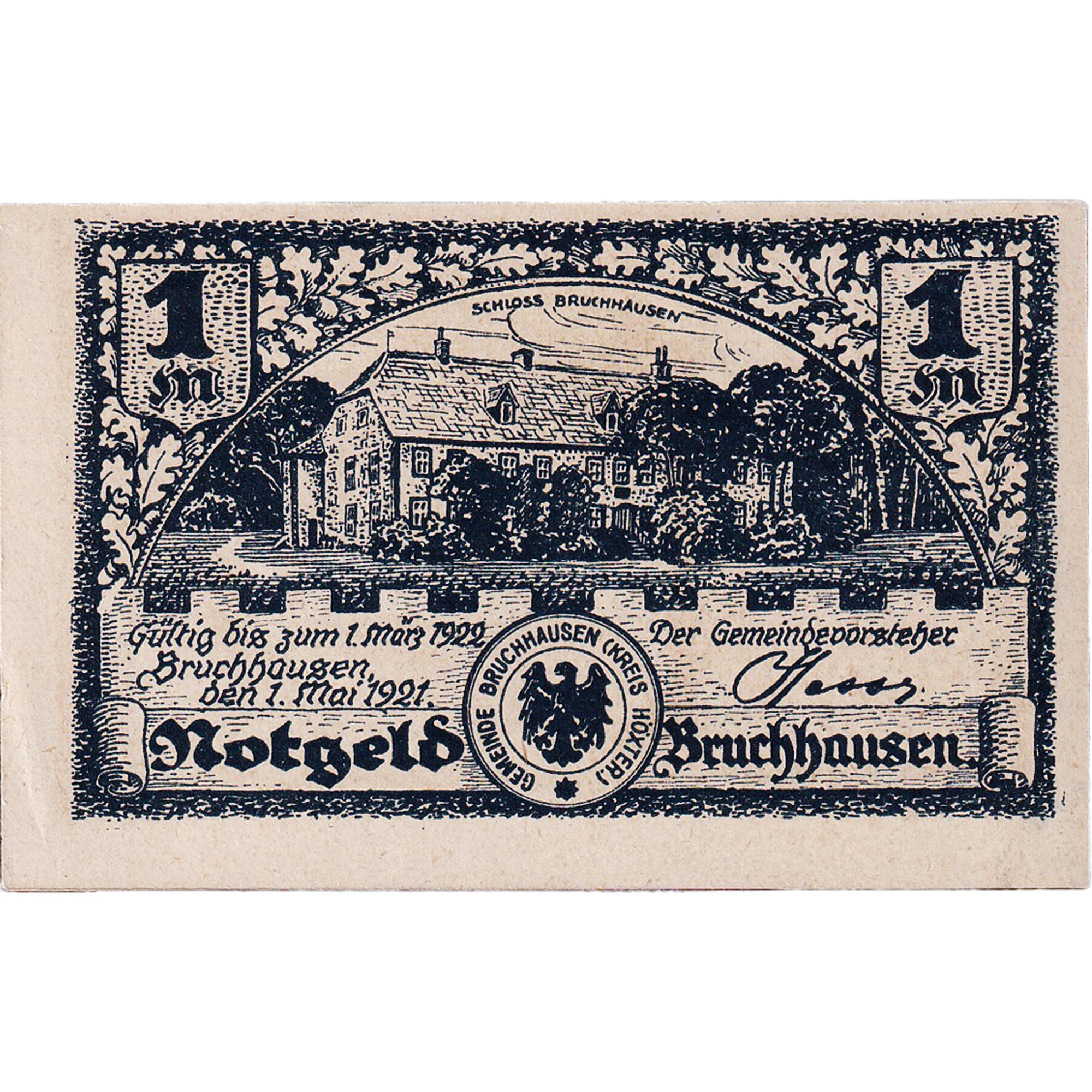 Banconote, Germania, bruchhausen, 1 Mark, personnage 1921-05-01, SPL Mehl:190.1