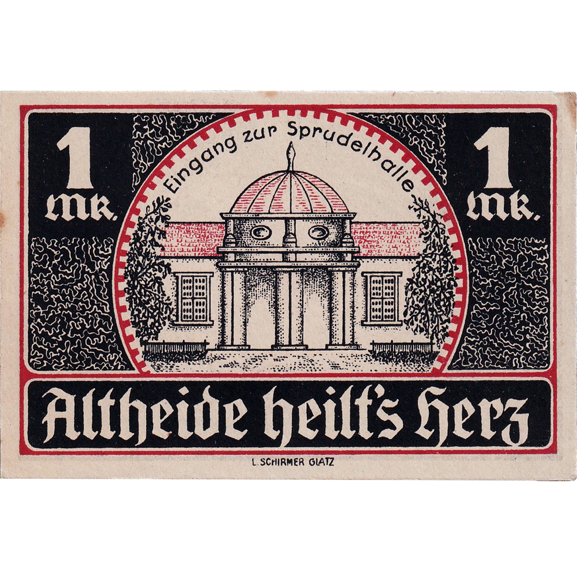 Geldschein, Deutschland, Altheide, 1 Mark, porte, 1921, UNZ-, Mehl:28.2