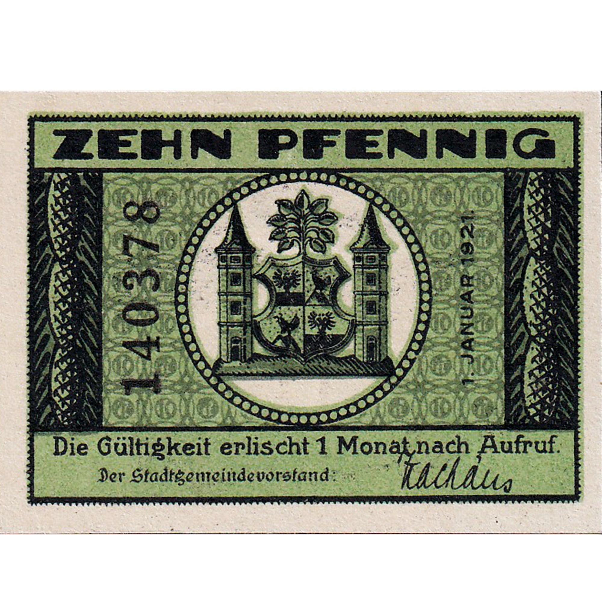 Banconote, Germania, ilmenau, 10 Pfennig, paysage, 1921 SPL Mehl:643.1a