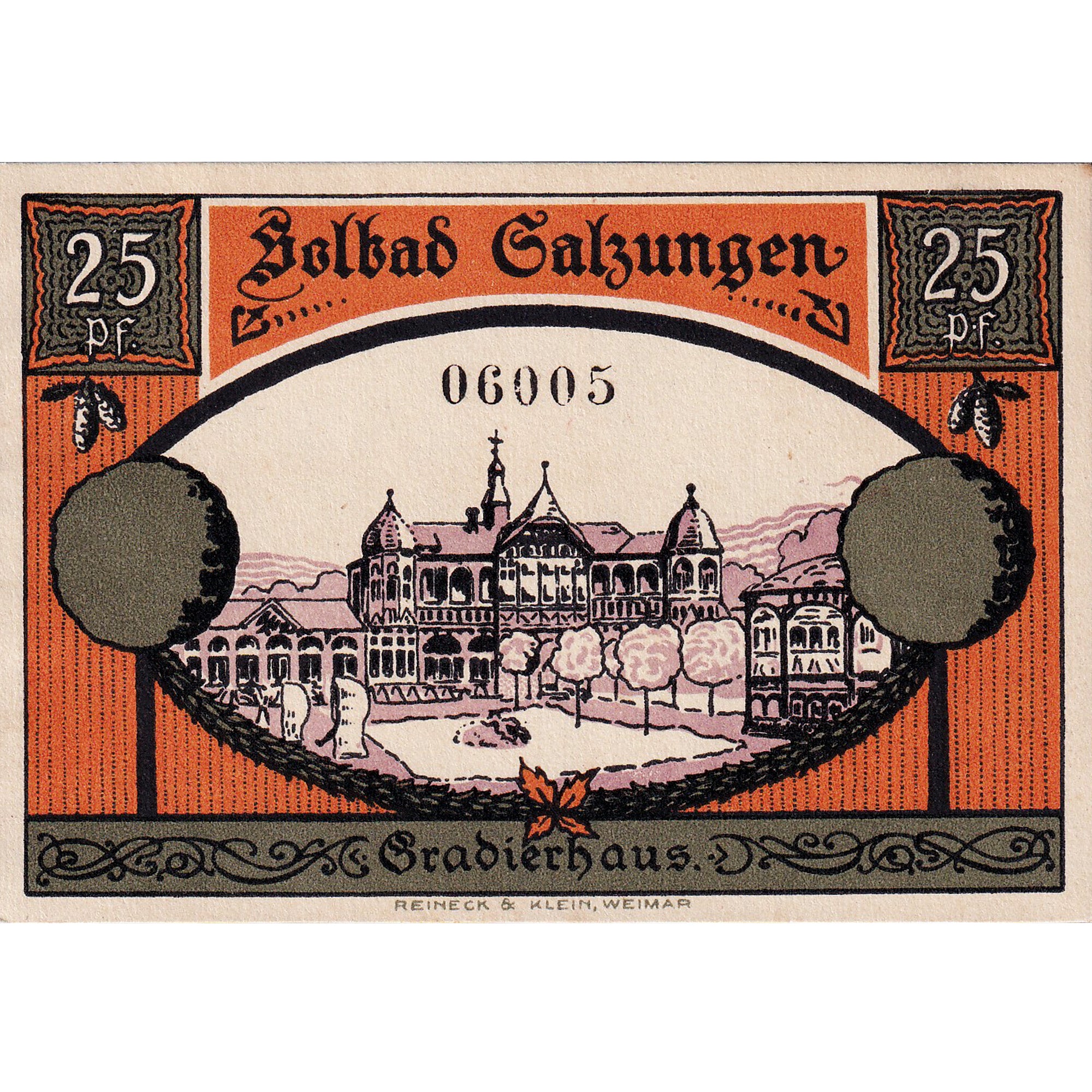 Geldschein, Deutschland, Salzungen, 25 Pfennig, monastère 1921 UNZ- Mehl:1160.1a
