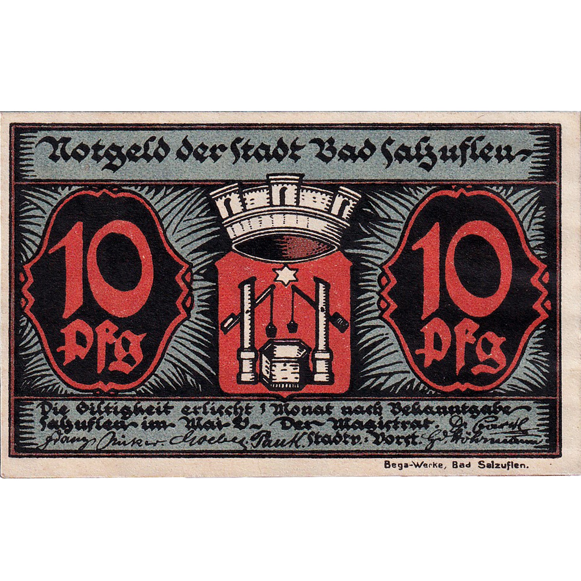 Geldschein, Deutschland, Salzuflen, 10 Pfennig 1921, UNZ- Mehl:1159.1