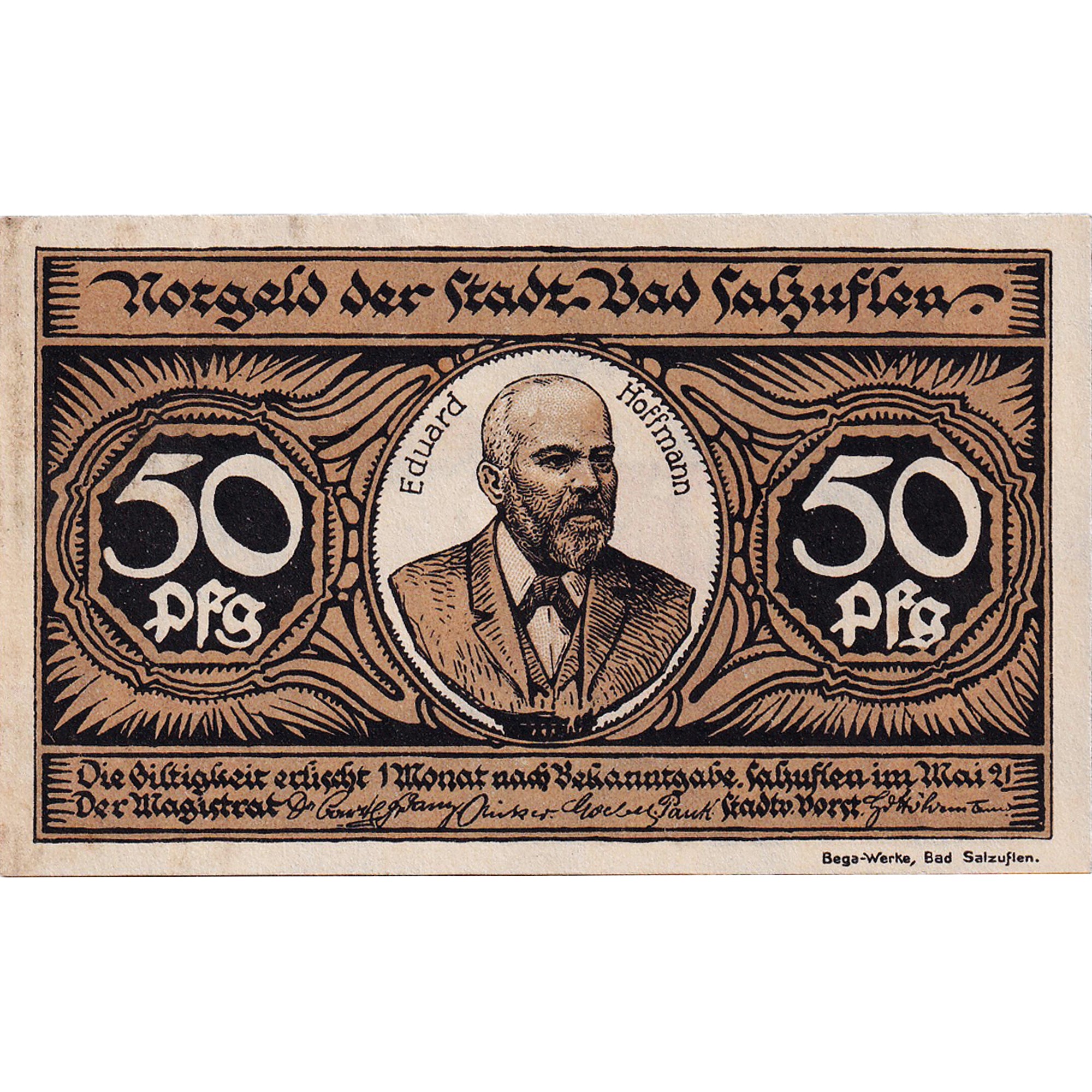 Banknot, Niemcy, Salzuflen, 50 Pfennig, Chat, 1921, UNC(63), Mehl:1159.1