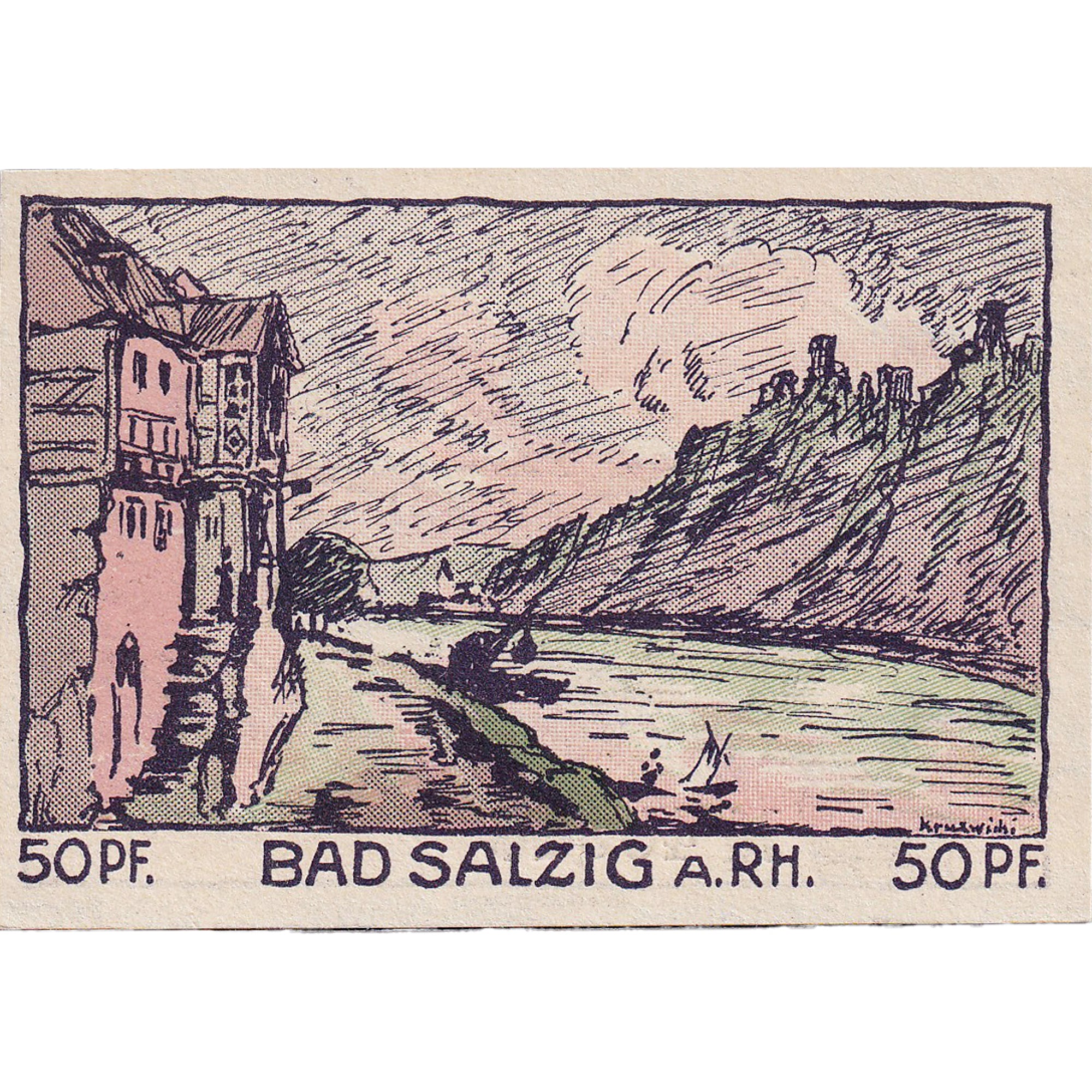 Niemcy, Salzig, 50 Pfennig, chemin, 1921, 1921-04-25, UNC(63), Mehl:1158.1a