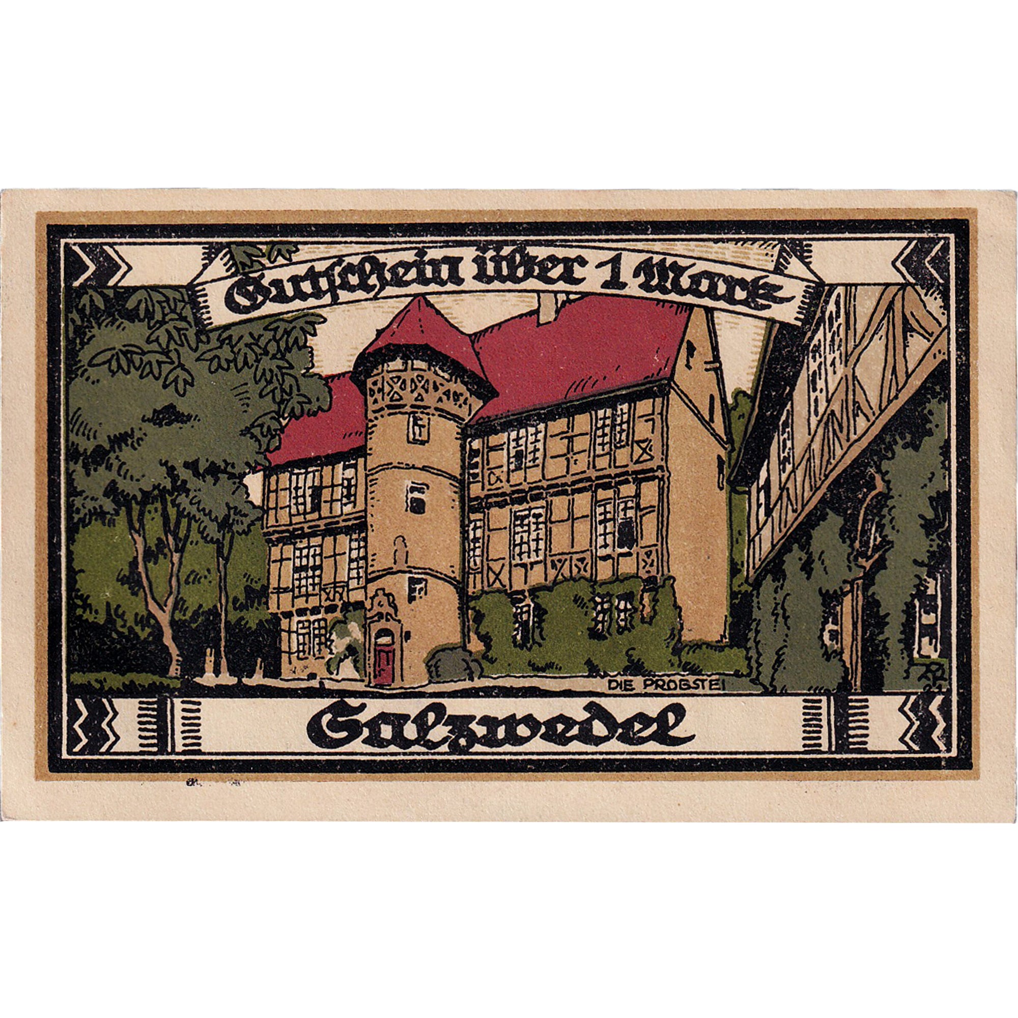 Geldschein, Deutschland, Salzwedel, 1 Mark, Blason, 1921 UNZ- Mehl:1162.2a