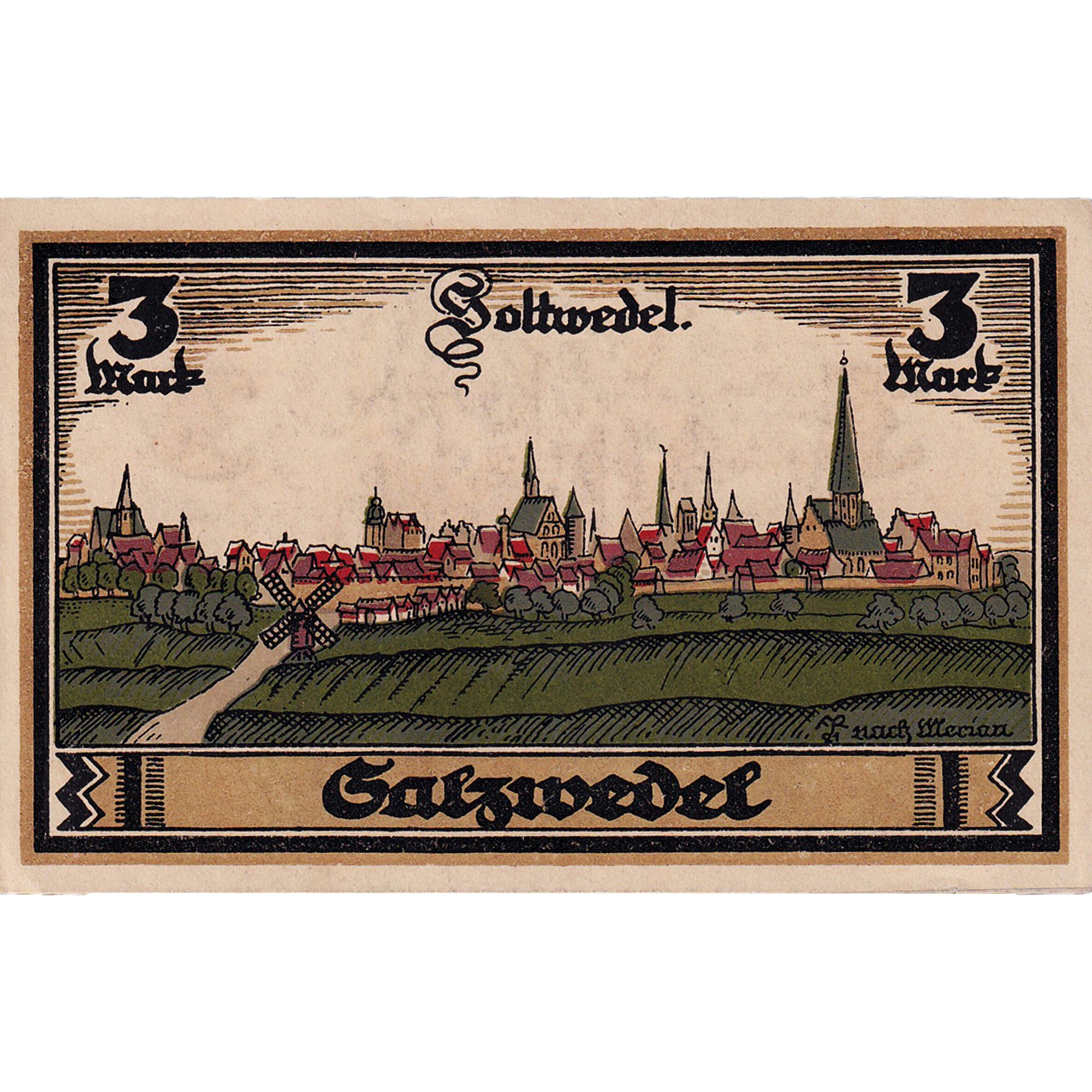 Geldschein, Deutschland, Salzwedel, 3 Mark, village, 1921 UNZ- Mehl:1162.2a