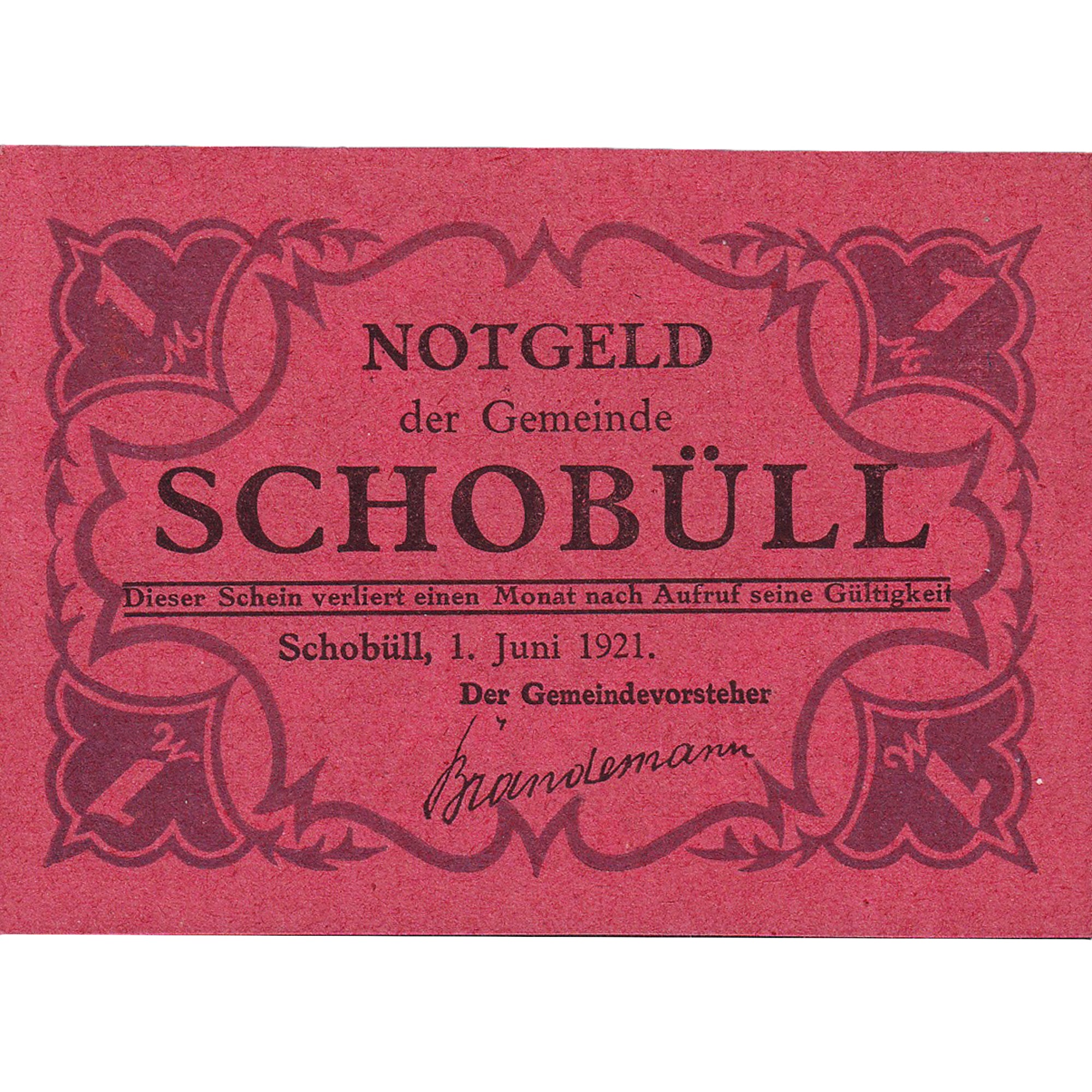 Geldschein, Deutschland, Schobull, 1 Mark, pêcheur, 1921 UNZ- Mehl:1194.7c