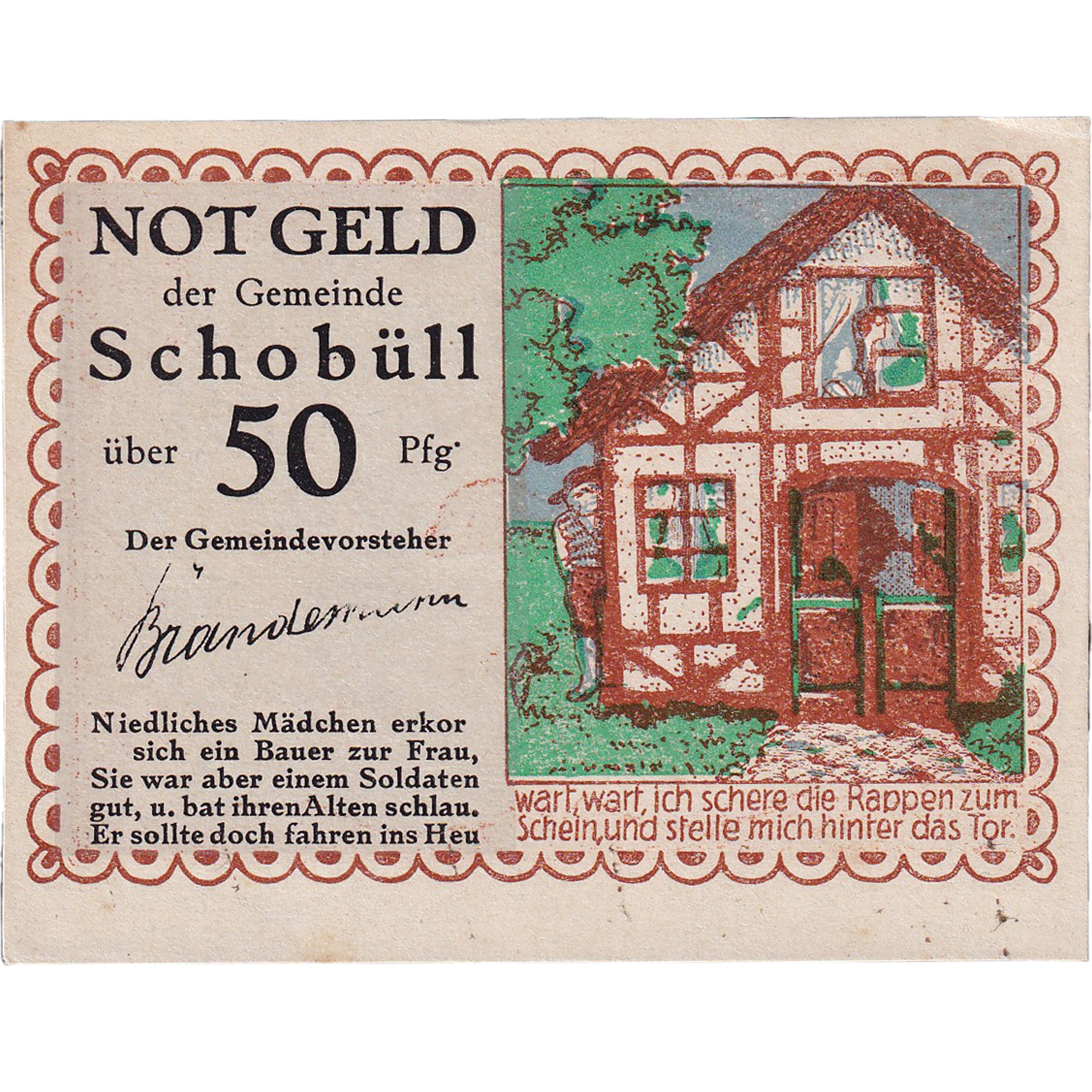 Banknot, Niemcy, Schobull, 50 Pfennig, maison 1, 1921, UNC(63), Mehl:1194.2