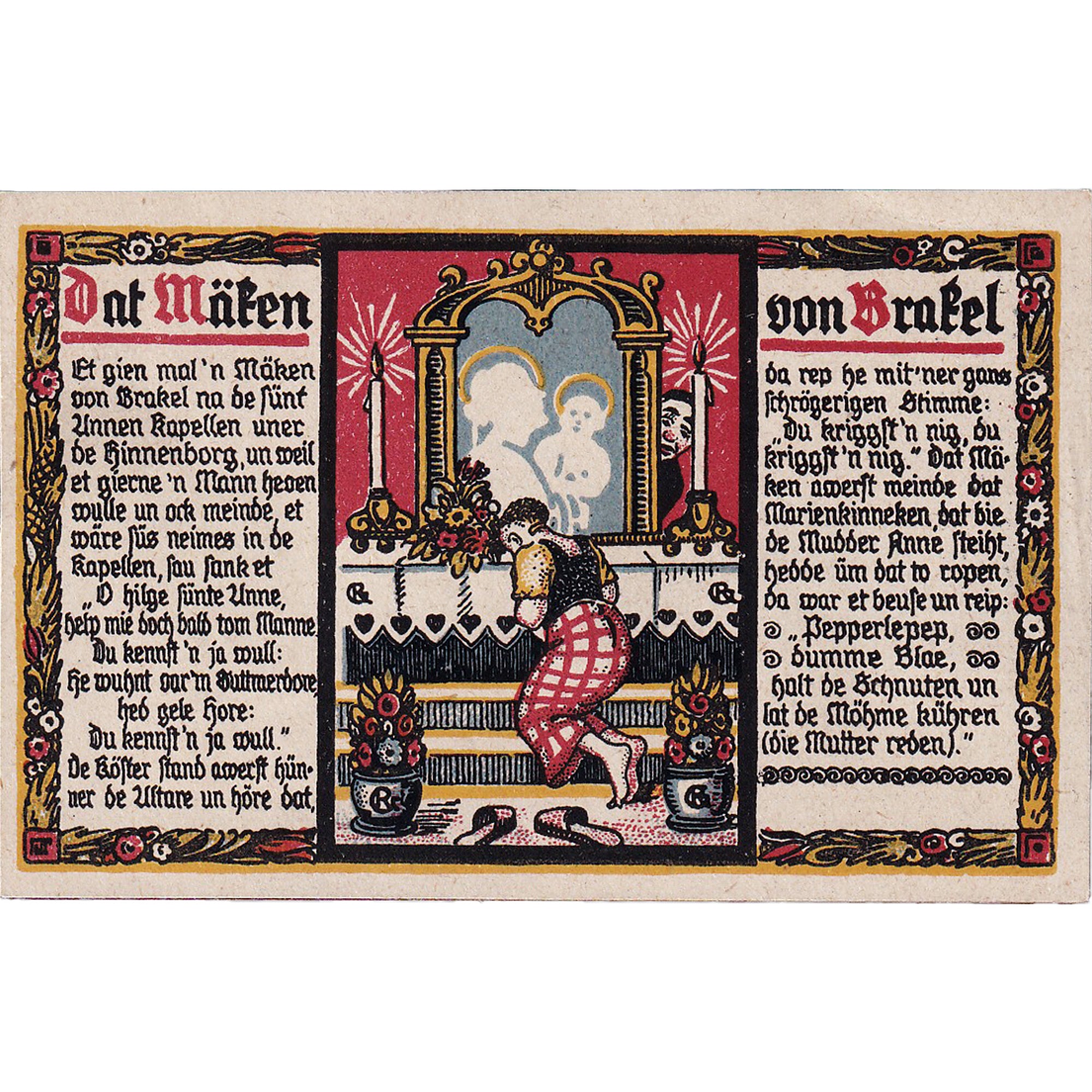 Geldschein, Deutschland, Brakel, 1 Mark, Eglise 1921-06-01, UNZ- Mehl:150.1