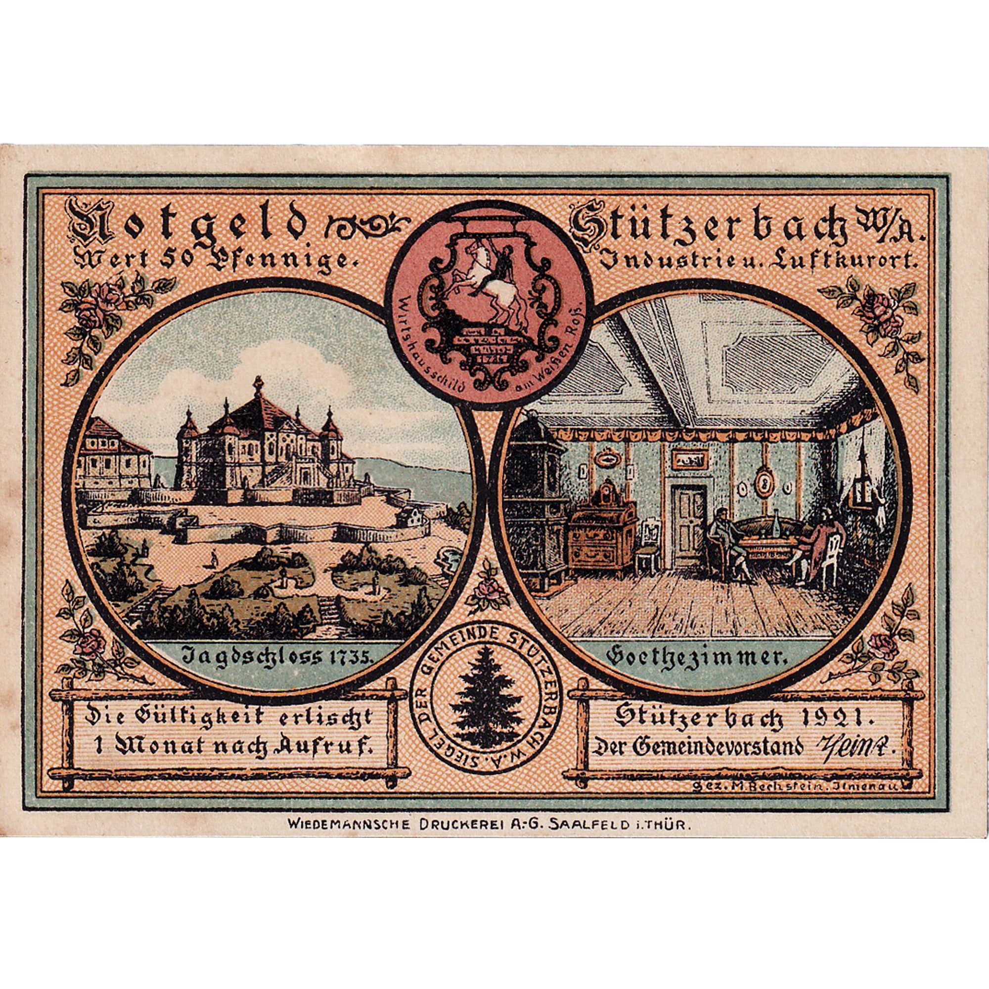 Geldschein, Deutschland, Stuzerbach, 50 Pfennig, château, 1921, VZ, Mehl:1287.1