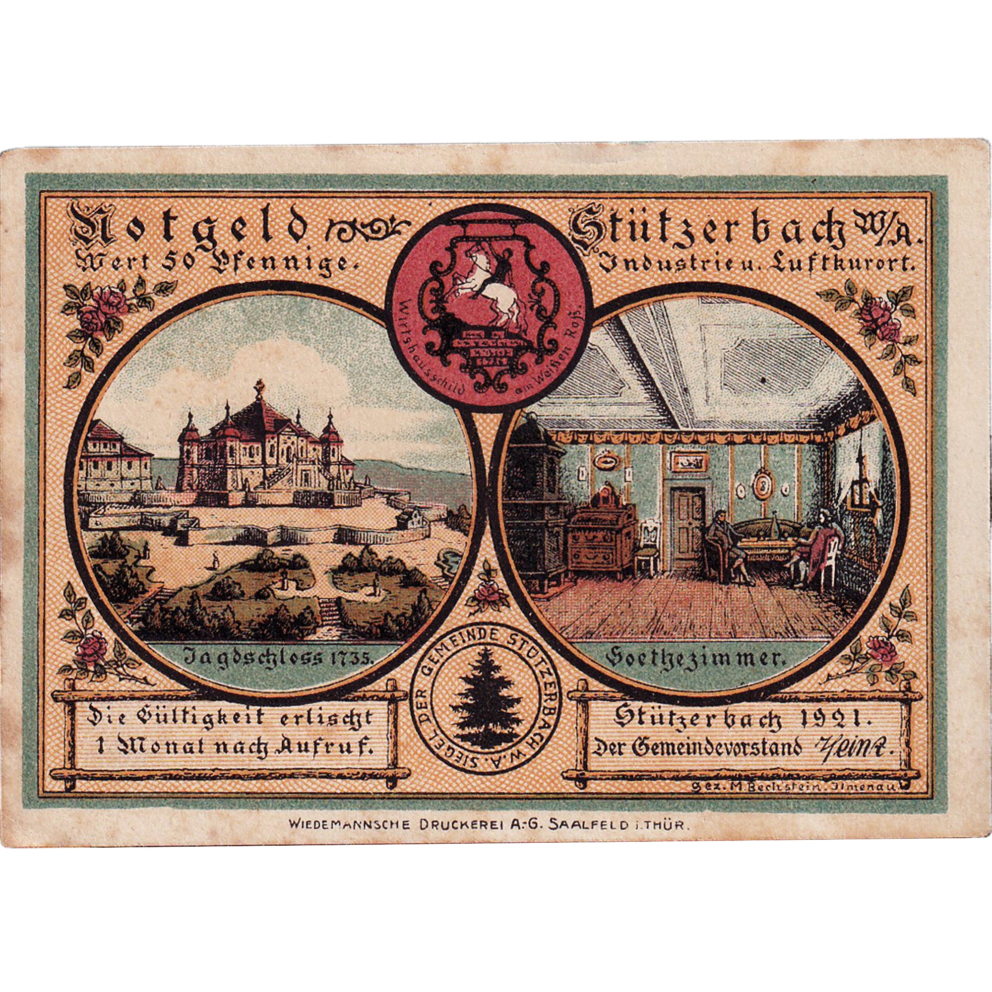 Geldschein, Deutschland, Stützerbach, 50 Pfennig, danse, 1921, UNZ- Mehl:1287.1